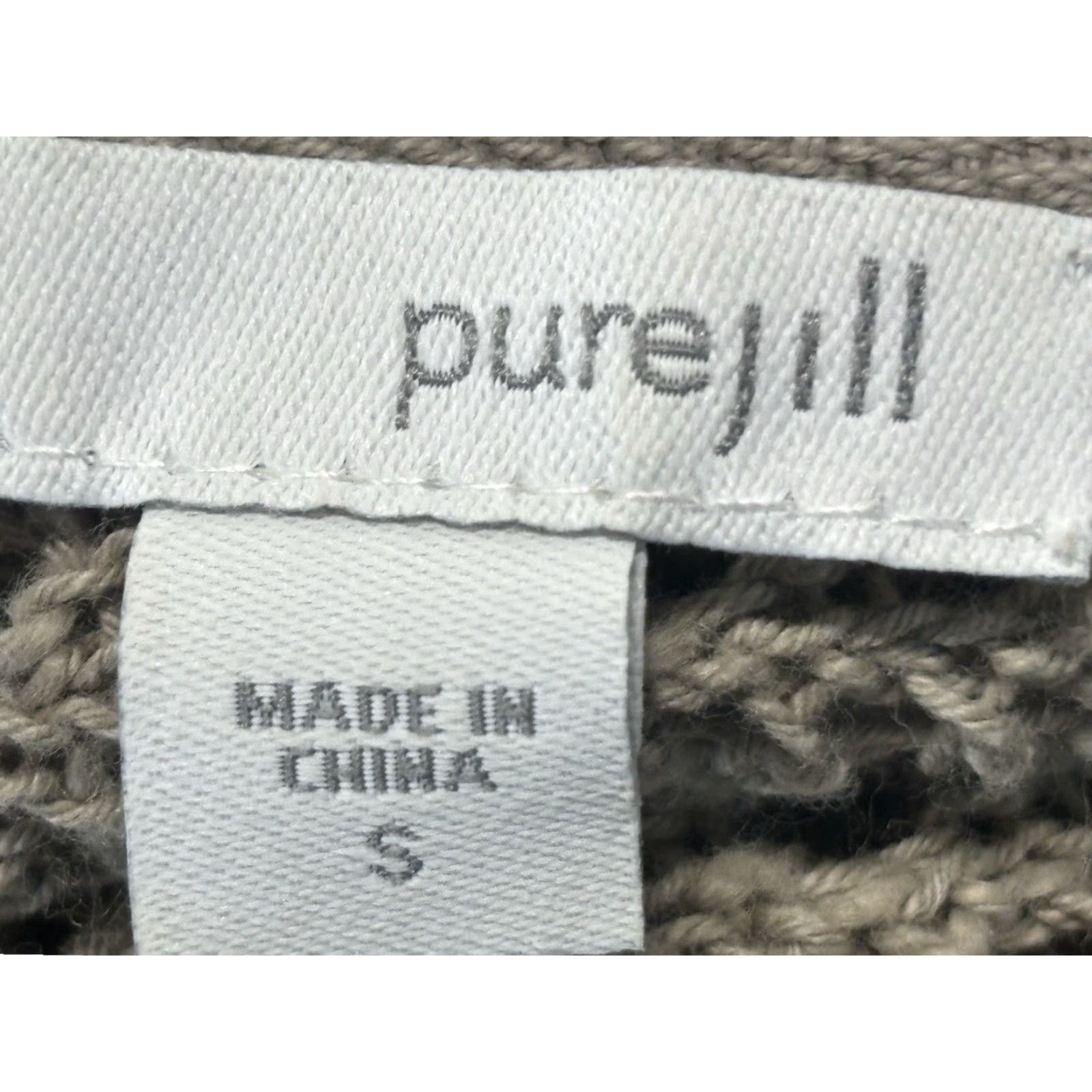 J. Jill J. Jill Open Knit Sweater Women’s Sz Small Hooded Tunic V-Neck Coastal Putty Grey/Tan Cotton Knit Long Sleeve Solid Regular Size S (Pre-owned) Size S / US 4 / IT 40 - 7 Thumbnail