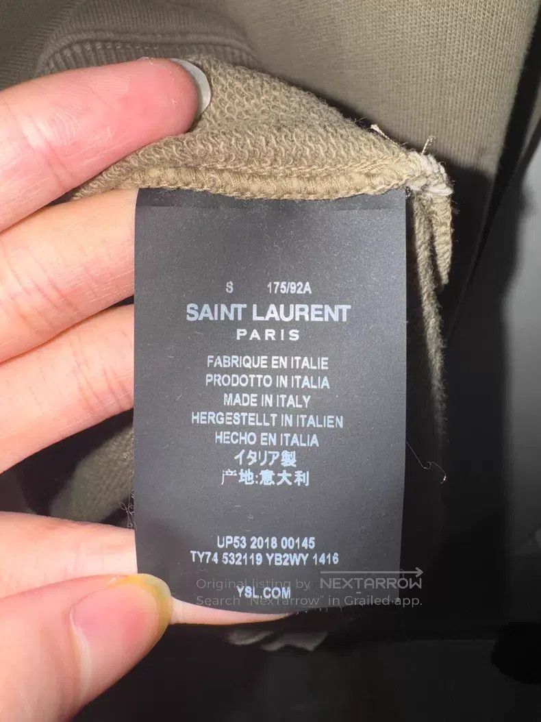 Saint Laurent Paris Saint Laurent Paris Olive Green Faded Destroyed Hooded Log Size US S / EU 44-46 / 1 - 7 Thumbnail