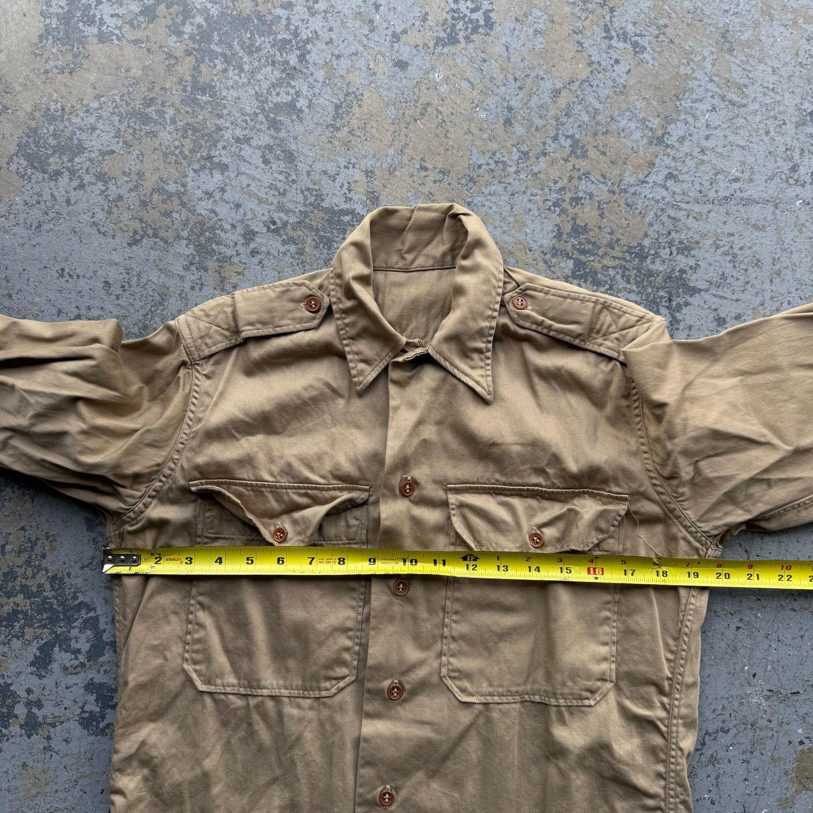 Vintage Vintage 1950s US Army Poplin Khaki Shirt Mens Size US M / EU 48-50 / 2 - 5 Thumbnail