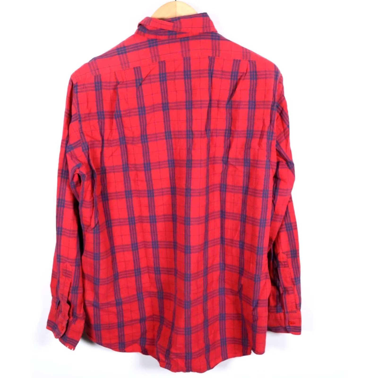 Vintage VINTAGE 80s L.L. Bean Shirt Men's Large Red Blue Check Long Sleeve Button Up USA Made Size US L / EU 52-54 / 3 - 2 Thumbnail