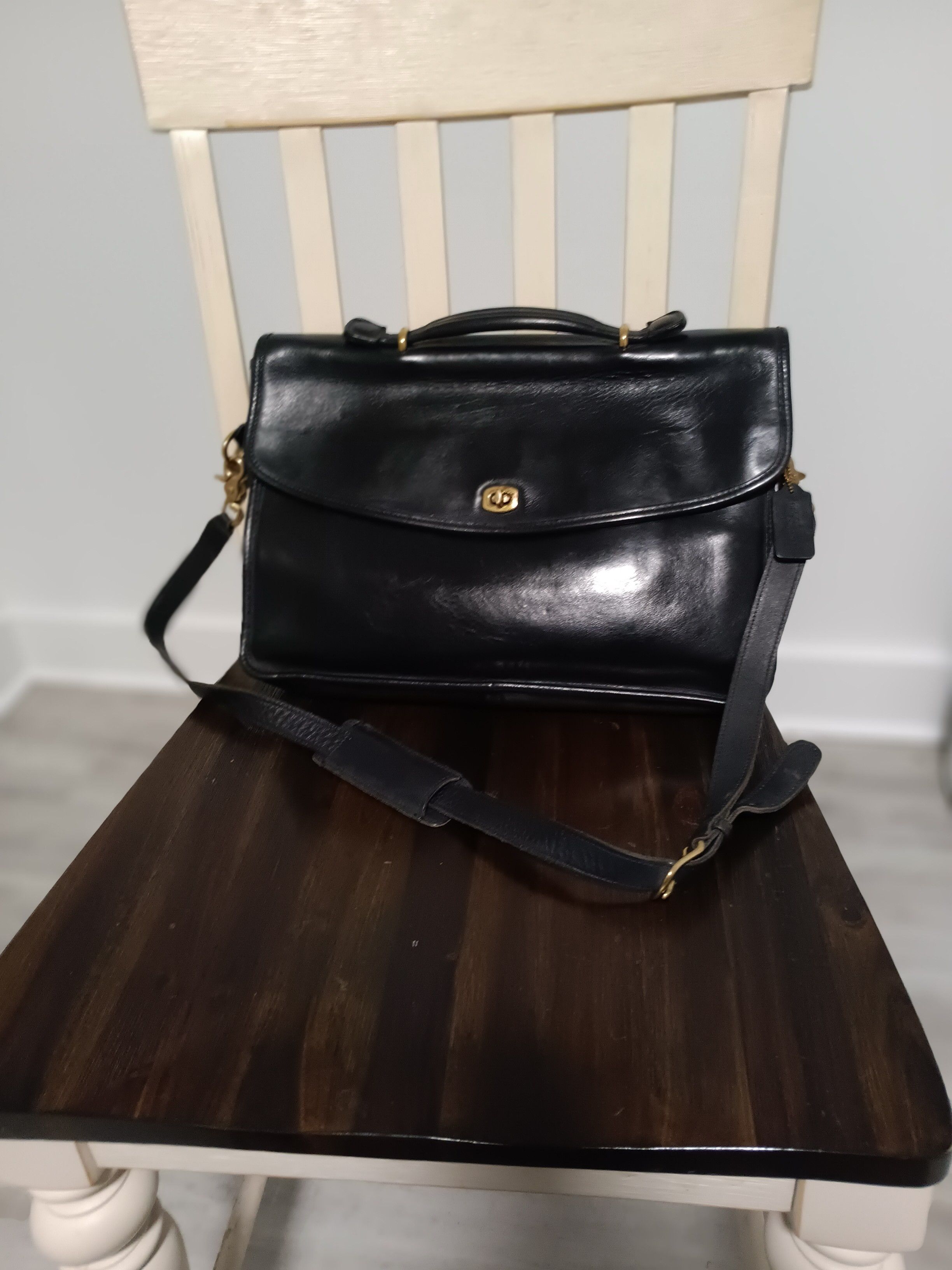 image of Coach Vintage Lexington Black Leather Briefcase, Men's