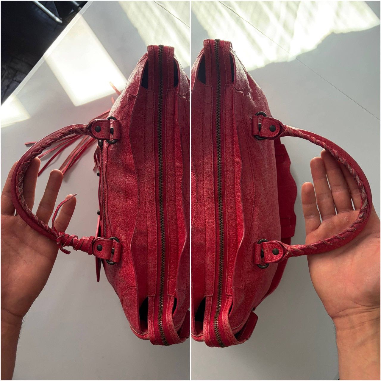 Balenciaga 2012 BALENCIAGA Rose Jaipur Lambskin Leather Motorcycle City Size ONE SIZE - 10 Thumbnail