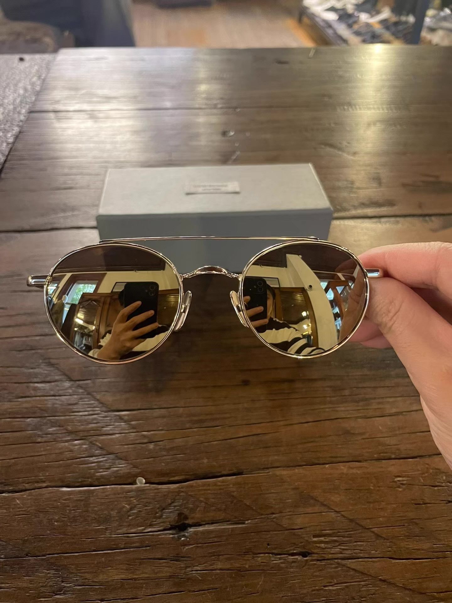 Thom Browne Thom Browne 12K gold-plated frame gold lens sunglasses Ｑ25 Size ONE SIZE - 8 Thumbnail