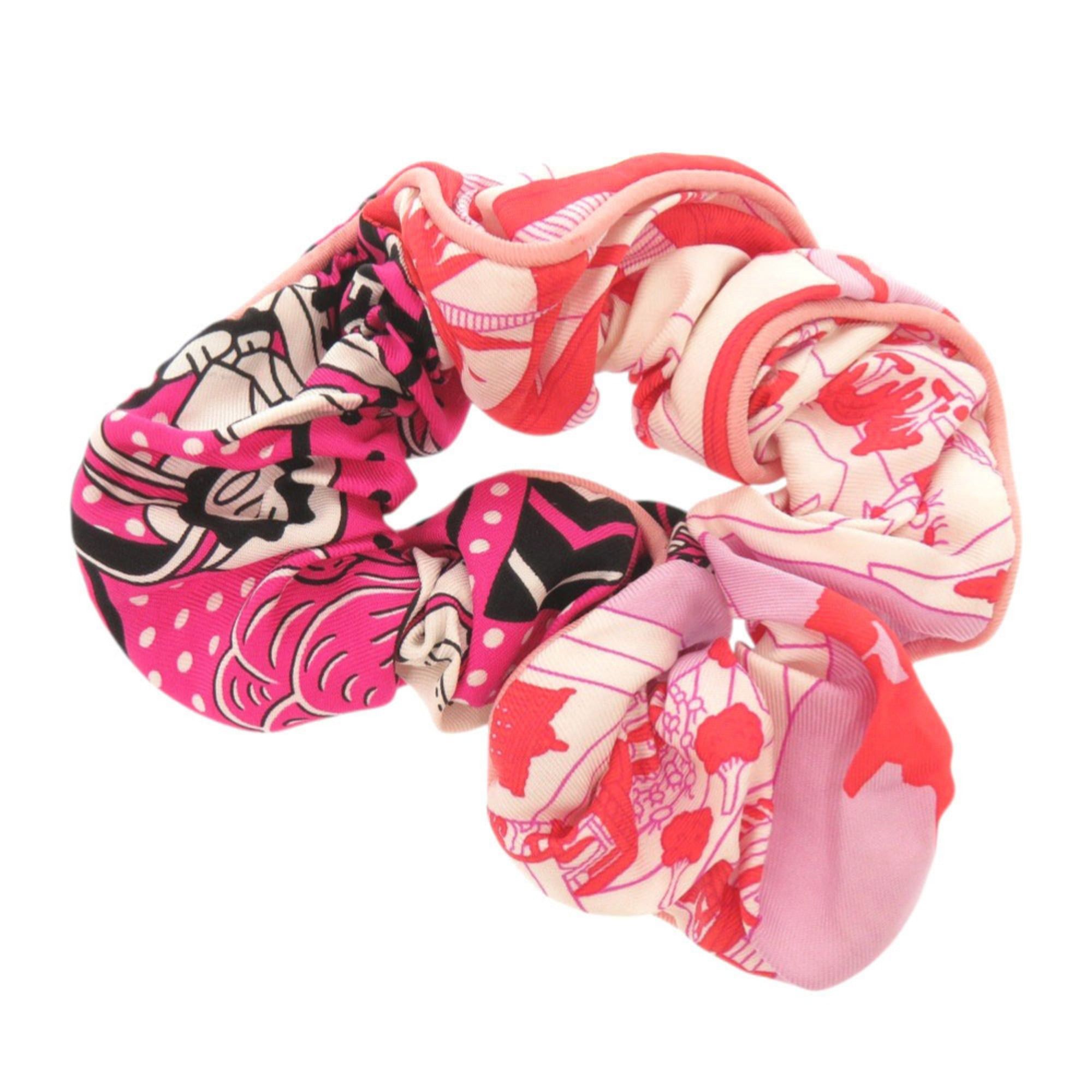 Hermes Excellent condition Hermès Claudia silk pink multicolor scrunchie hair accessory 1208HERMES Size ONE SIZE - 1 Thumbnail