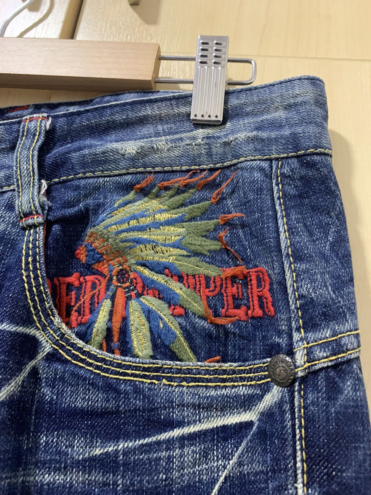 Japanese Brand Red Pepper denim pant red indian design distressed Size 31" - 7 Thumbnail