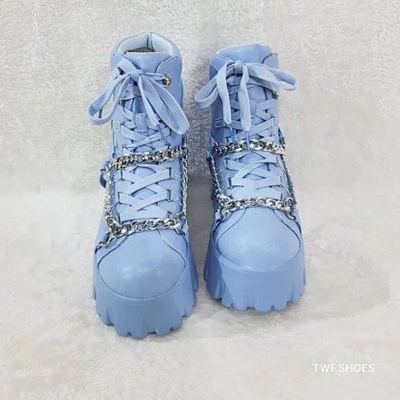 Other Emo Stomp 2" Platform Stomper Ankle Boots With Chain Design Size US 11 / IT 41 - 8 Thumbnail