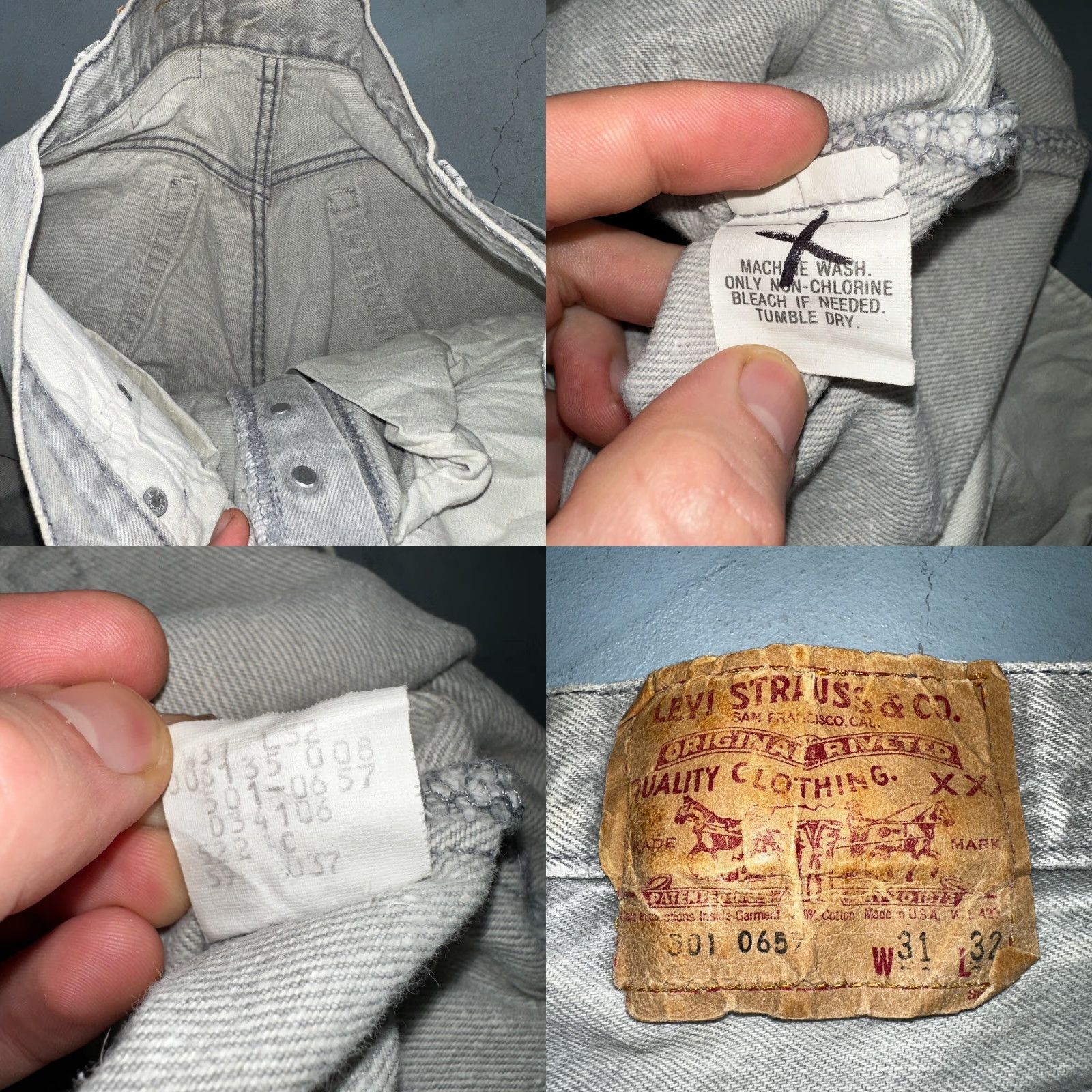 Levi's VINTAGE Levis 501 Jeans USA 80s Gray Acid Wash 31x32 Act 29x30 XX Straight Leg Size US 31 - 9 Thumbnail