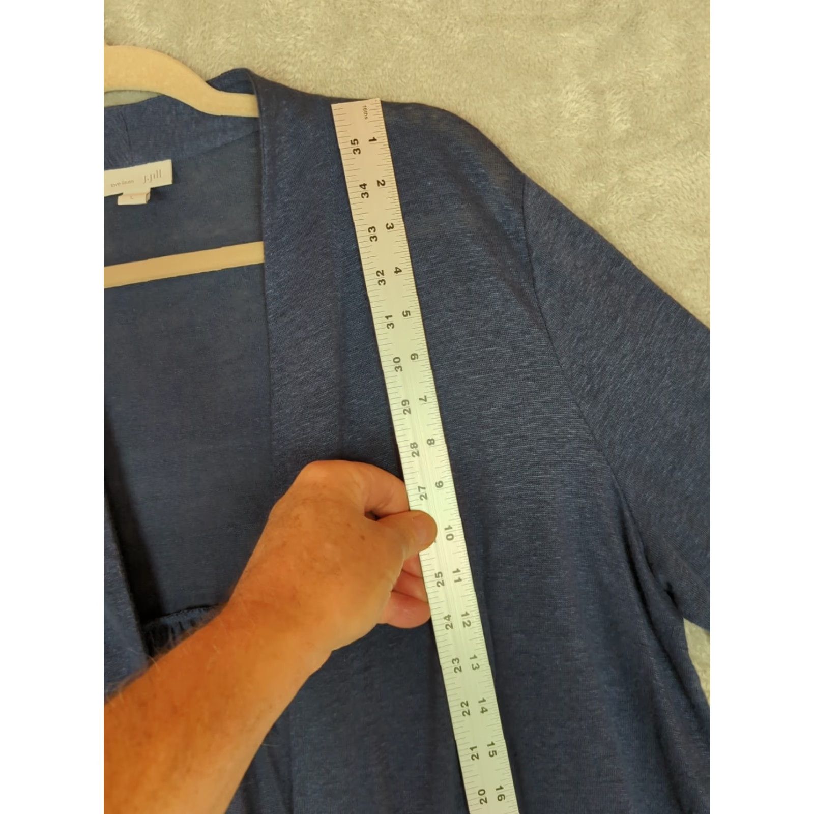 J. Jill J. Jill Cardigan Shirt Women L Blue Linen Open Neck Lightweight Bohemian Beachy Coastal L Womens Size L / US 10 / IT 46 - 6 Thumbnail