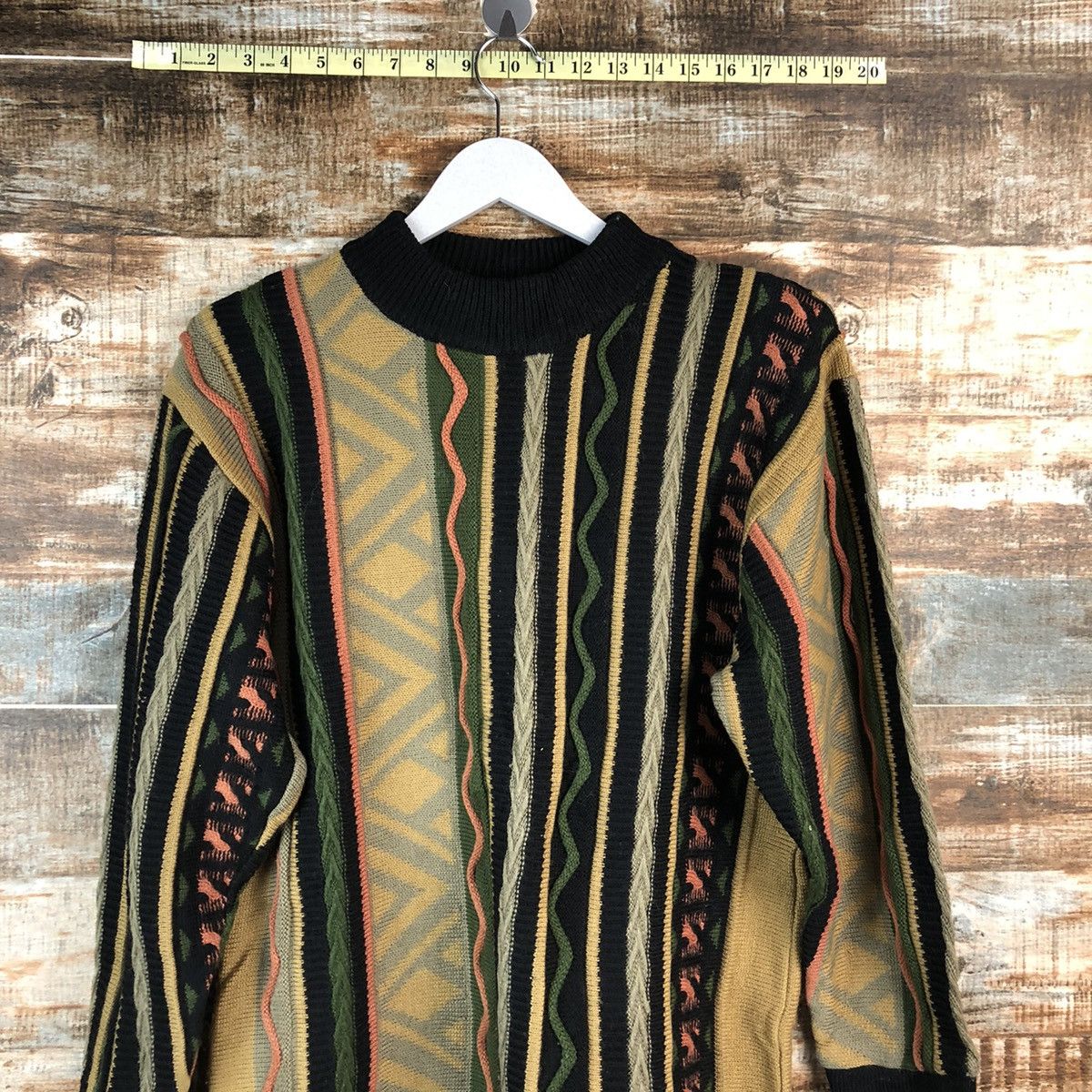 Homespun Knitwear Sel Suche japan Brown stripe like coogi Knitwear #A2505 Size US S / EU 44-46 / 1 - 2 Thumbnail