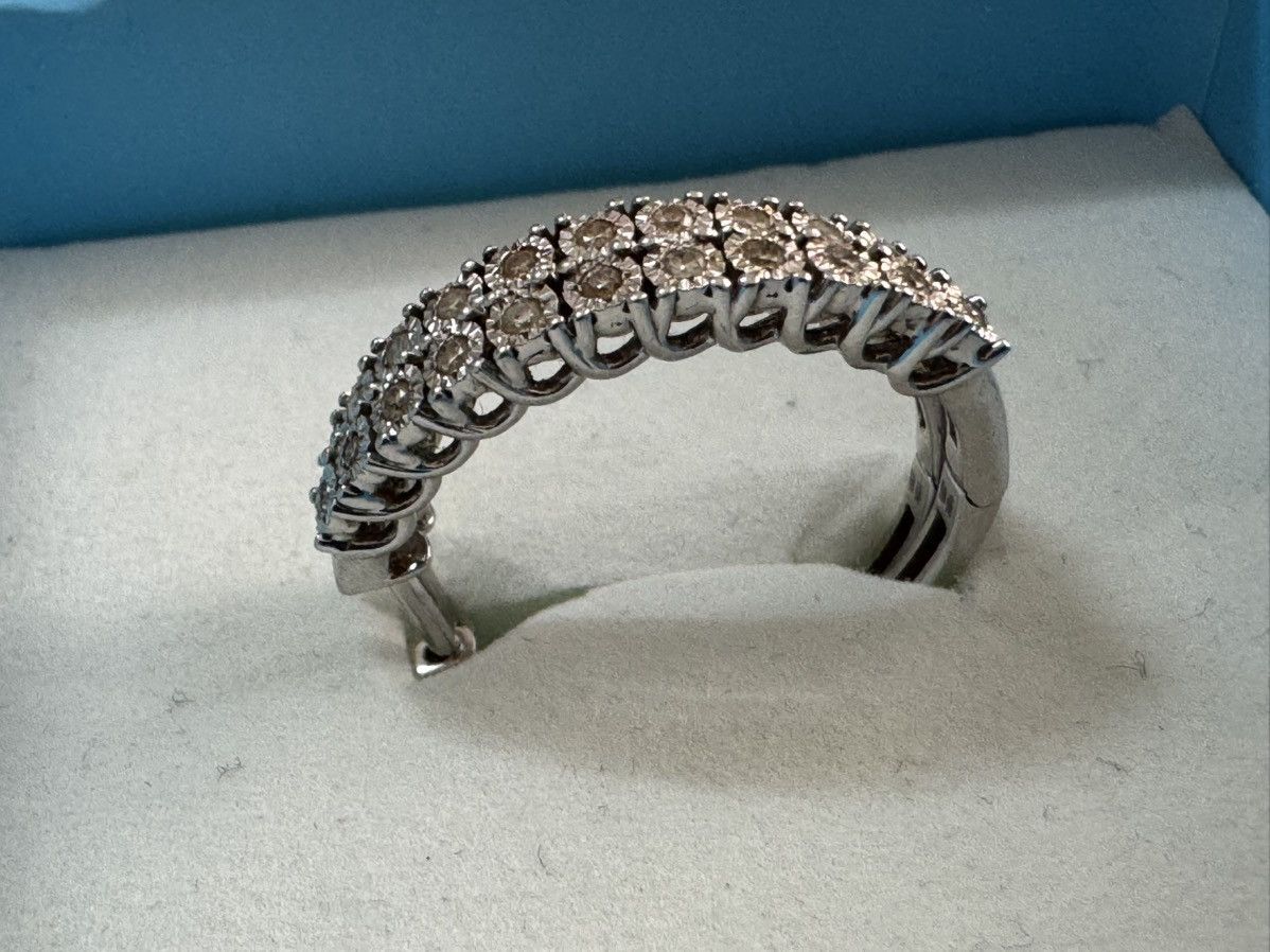 Other ZEI 10k White Gold 1.0ctw DIAMOND LARGE HOOP Vintage Earring Size ONE SIZE - 8 Thumbnail