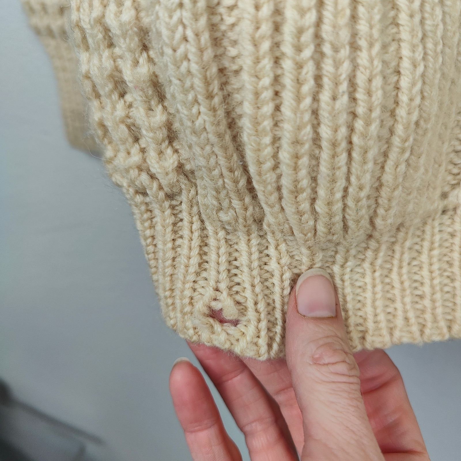 Other Vintage Handknit Fisherman Sweater Womens Large Beige Knit Size L / US 10 / IT 46 - 3 Thumbnail