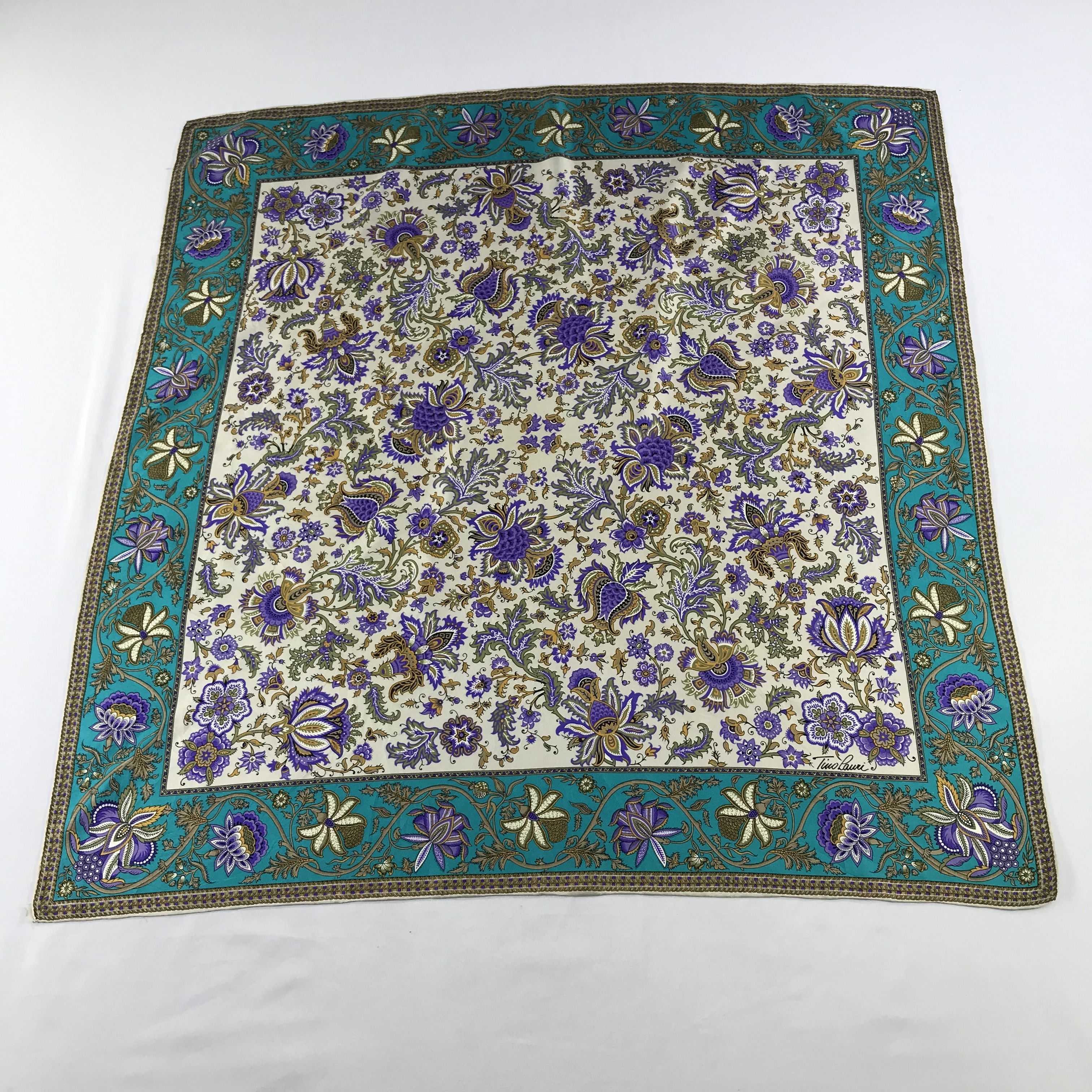 Vintage Tino Lauri Floral Silk Scarf M98 Size ONE SIZE - 2 Thumbnail