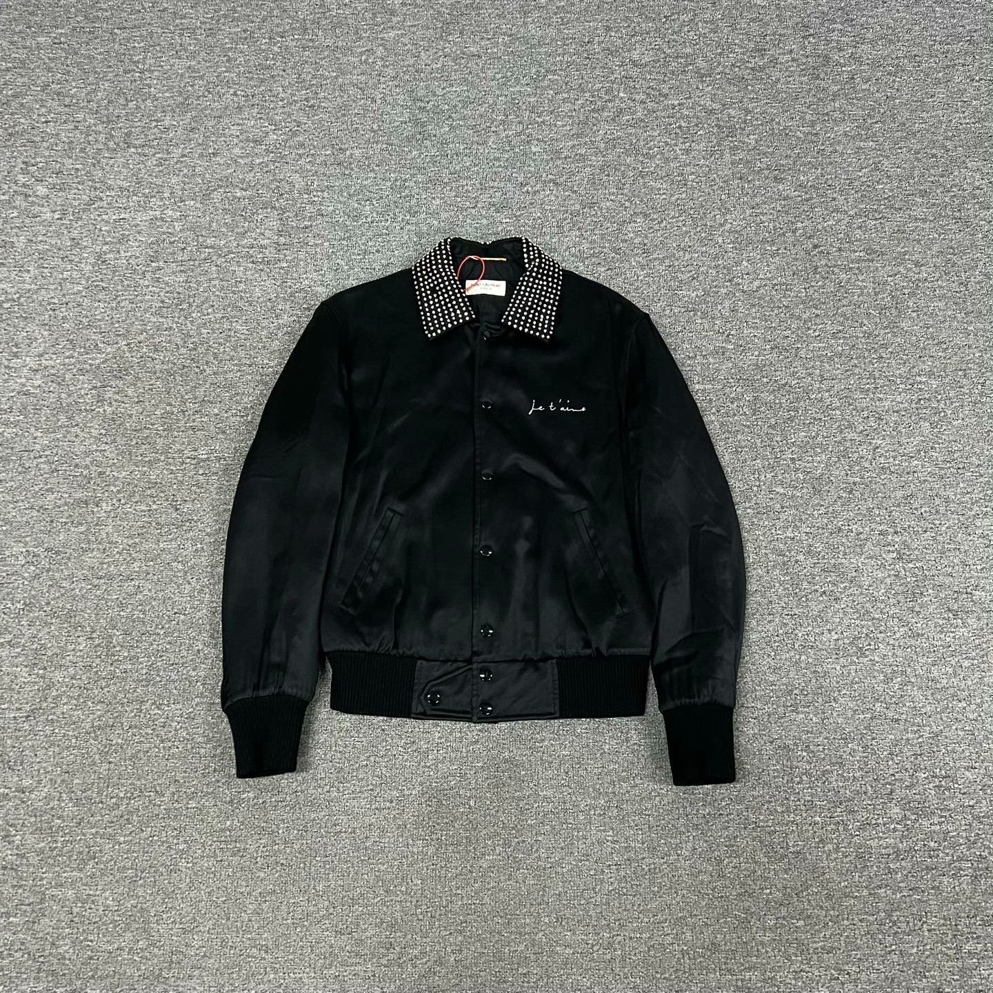 Saint Laurent Paris Saint Laurent Satin Diamante Collared Baseball Jacket Size XS / US 0-2 / IT 36-38 - 1 Thumbnail