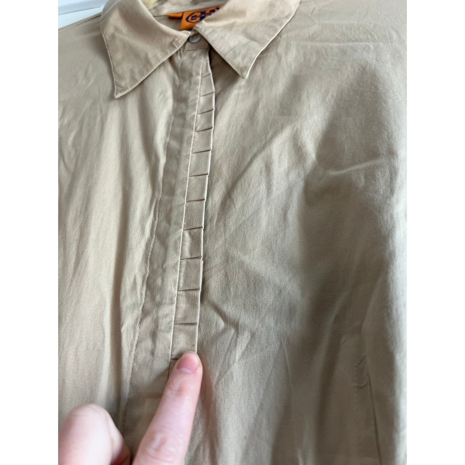 Tory Burch Tory Burch Khaki Tan Short Sleeve Button Down Dress Sz 6 Size M / US 6-8 / IT 42-44 - 4 Thumbnail