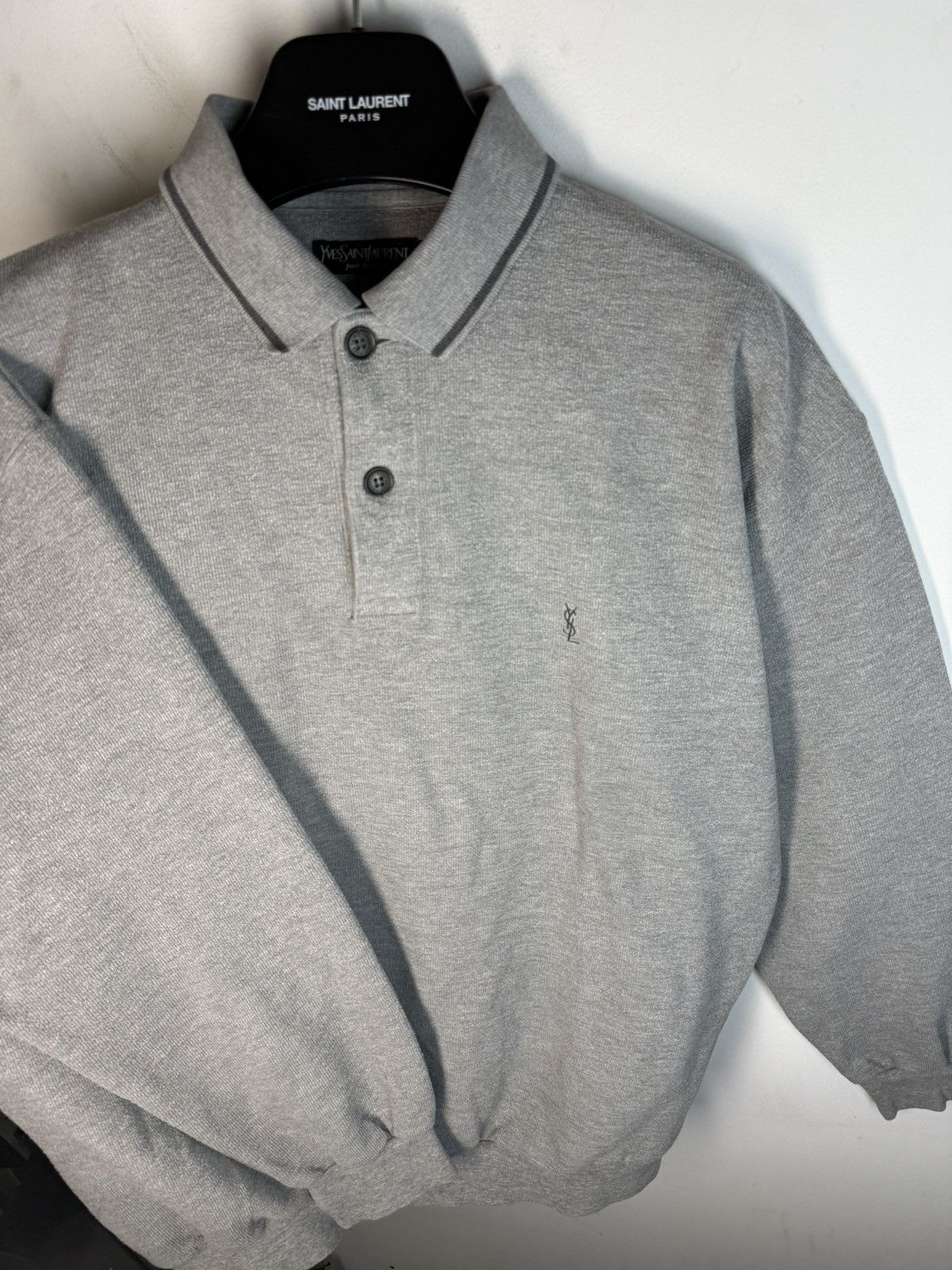 Yves Saint Laurent 90s YSL Sweatshirt 1/4 Grey Vintage Sweater Quarter Zip Size US M / EU 48-50 / 2 - 17 Thumbnail