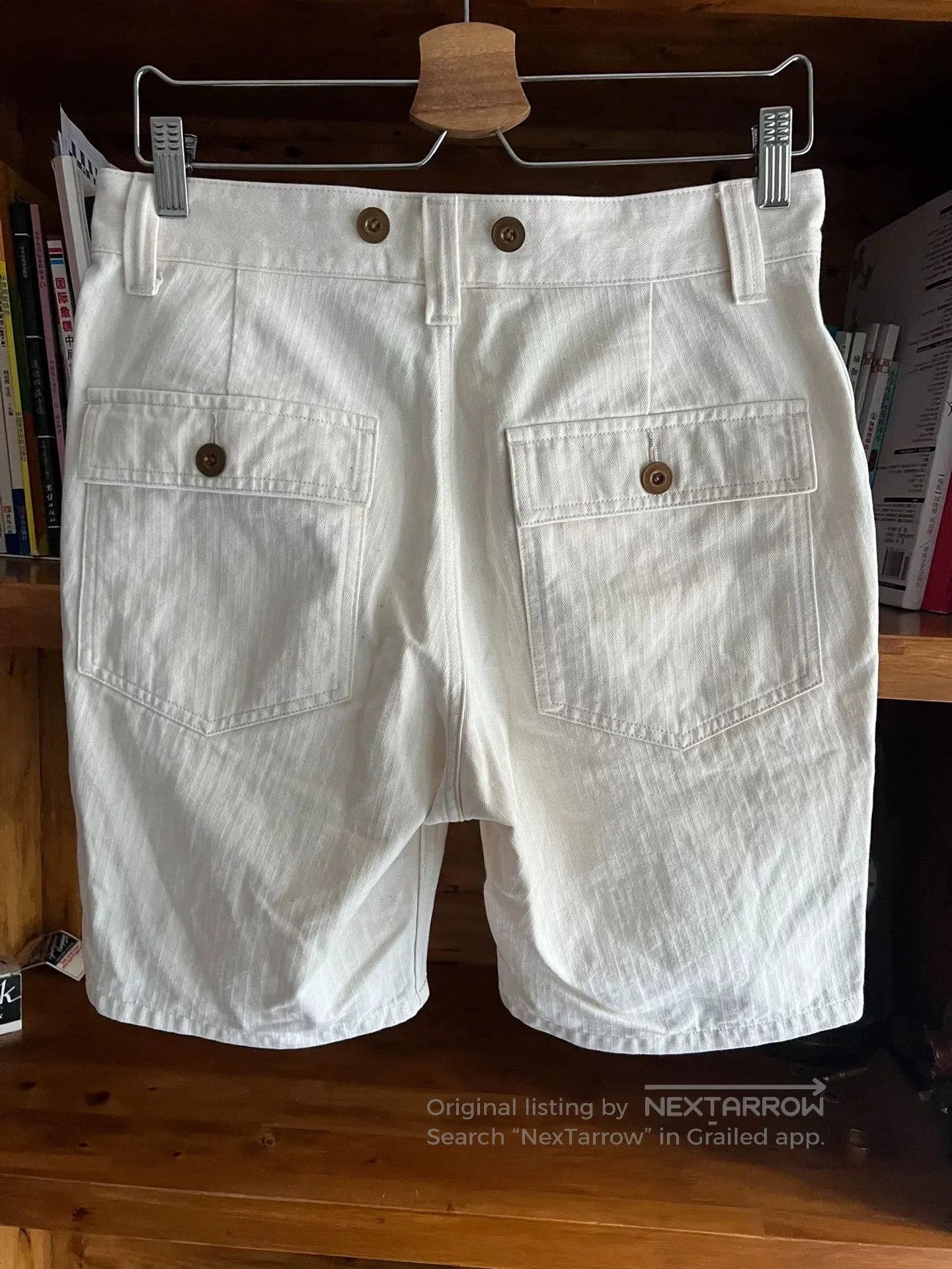 Nigel Cabourn Nigel Cabourn White Herringbone Cargo Shorts. Size US 32 / EU 48 - 7 Thumbnail