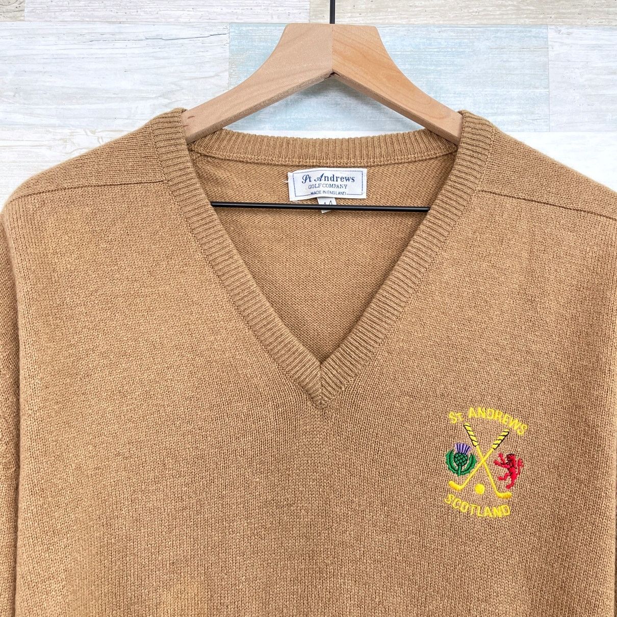 Vintage St Andrews Golf Company Scotland VTG Sweater Tan Mens 44 L Size US L / EU 52-54 / 3 - 2 Thumbnail