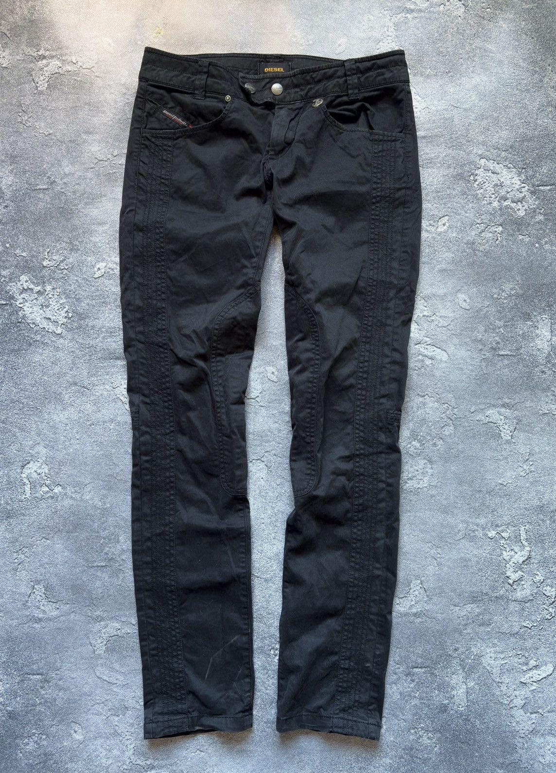 Diesel Vintage 00s Diesel Moto Biker Women’s Black Pants Rare Size 27" / US 4 / IT 40 - 1 Thumbnail