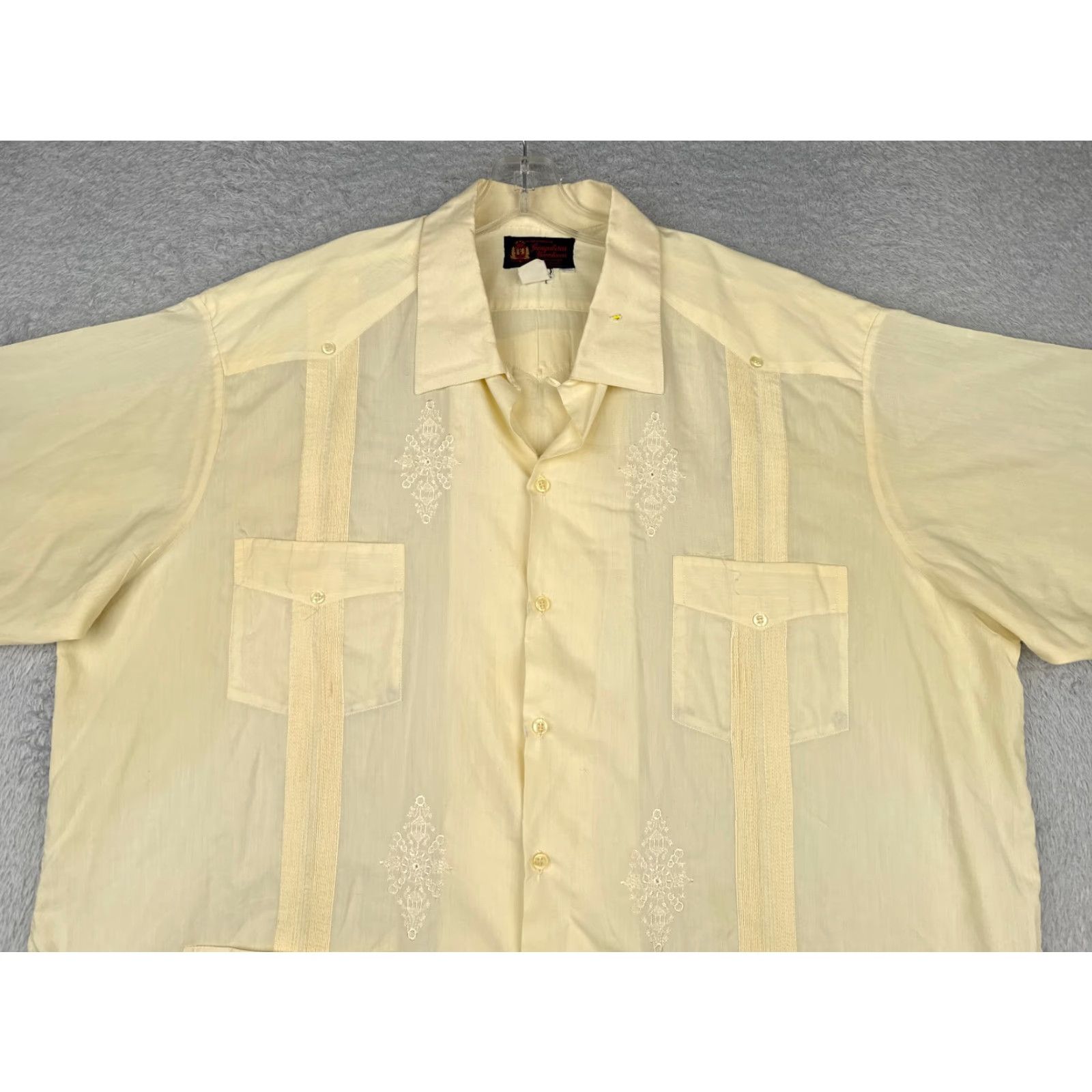 Vintage Guayaberas Yucatecas Shirt Adult 4XL XXXXL Yellow Polyester Blend 4 Pocket Size US XXL / EU 58 / 5 - 4 Thumbnail