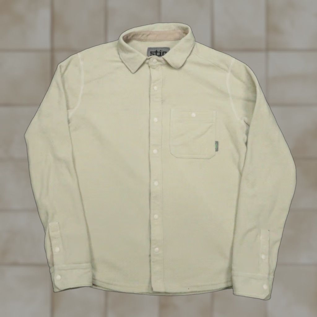 Vintage Stio Shirt Mens M Beige Snap Front Textured Lined Long Sleeve Button-Up Casual Workwear 41 in Chest Regular Size US M / EU 48-50 / 2 - 1 Thumbnail