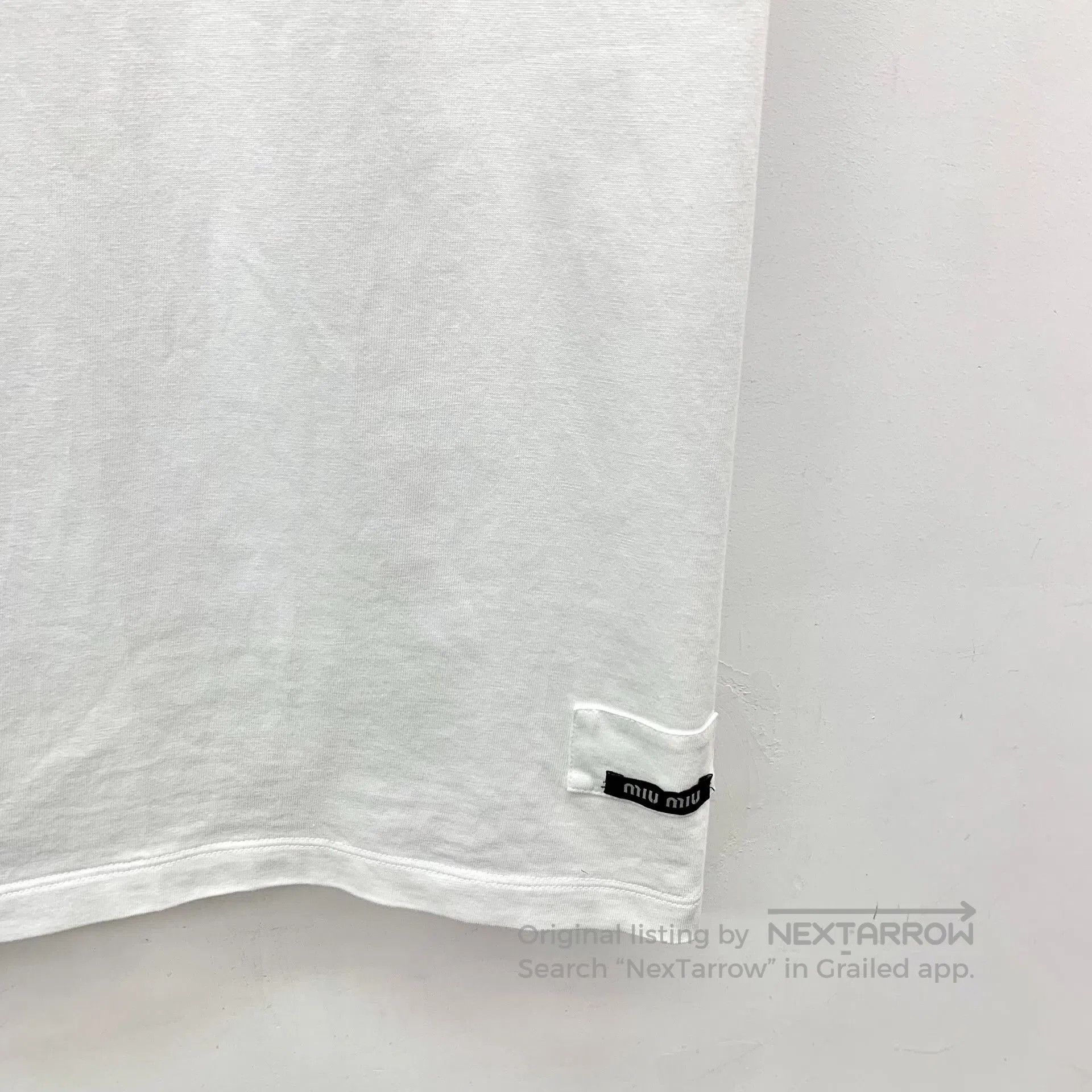 Miu Miu Miu Miu White Ruby Diamond Round Neck T-shirt. Size M / US 6-8 / IT 42-44 - 4 Thumbnail