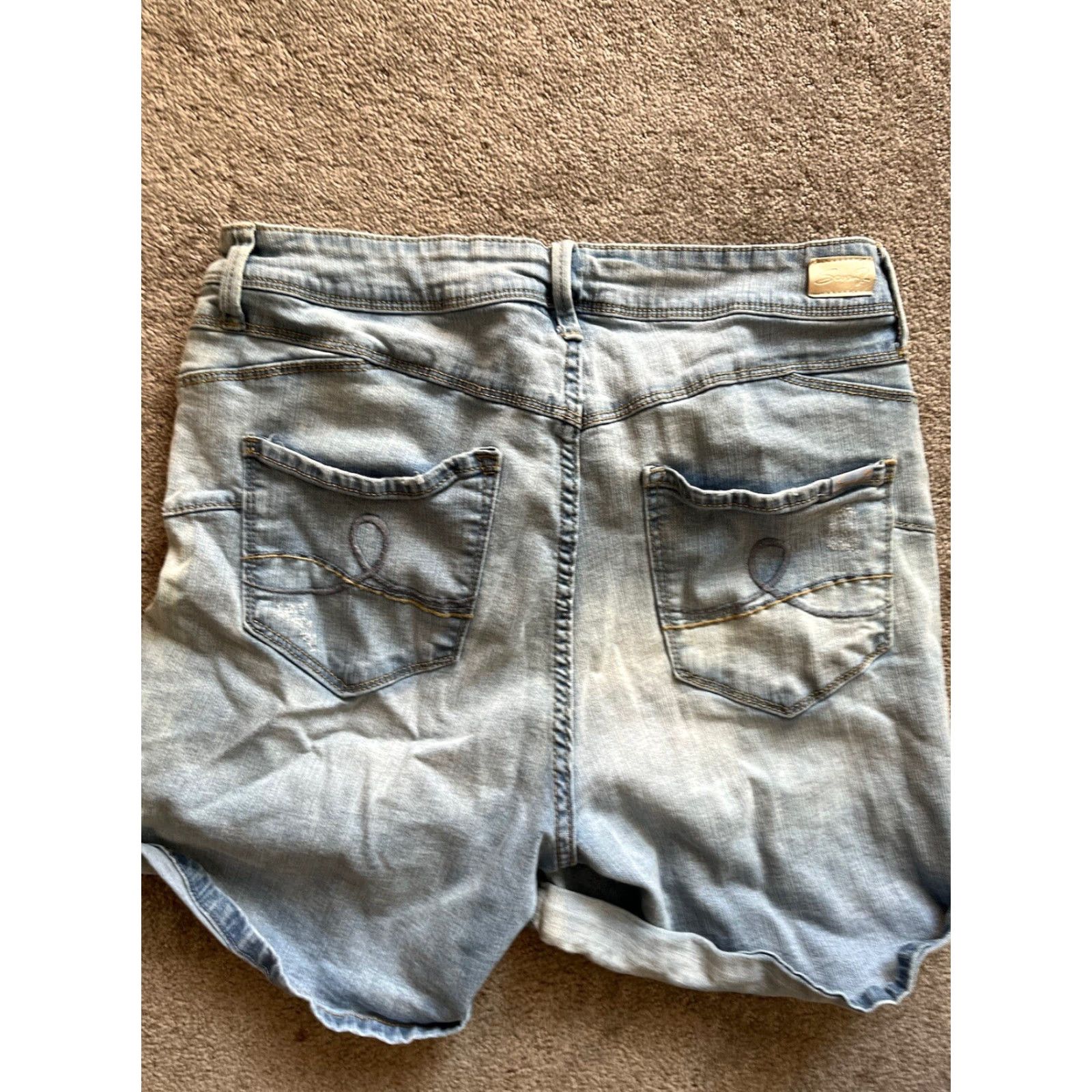 Vintage Seven7 Shaper Mom Short Womens 14W Medium Blue Denim Cotton Spandex 5-Pocket Design High Rise City Classic Preppy Beach Casual Travel Womens Size 36" / US 14 / IT 50 - 2 Thumbnail
