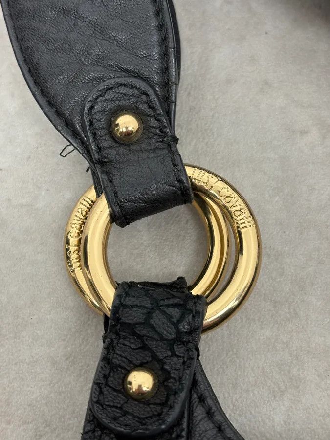 Just Cavalli AW2011 Cavalli Tassel Black Leather Hobo Handle Bag Size ONE SIZE - 10 Thumbnail