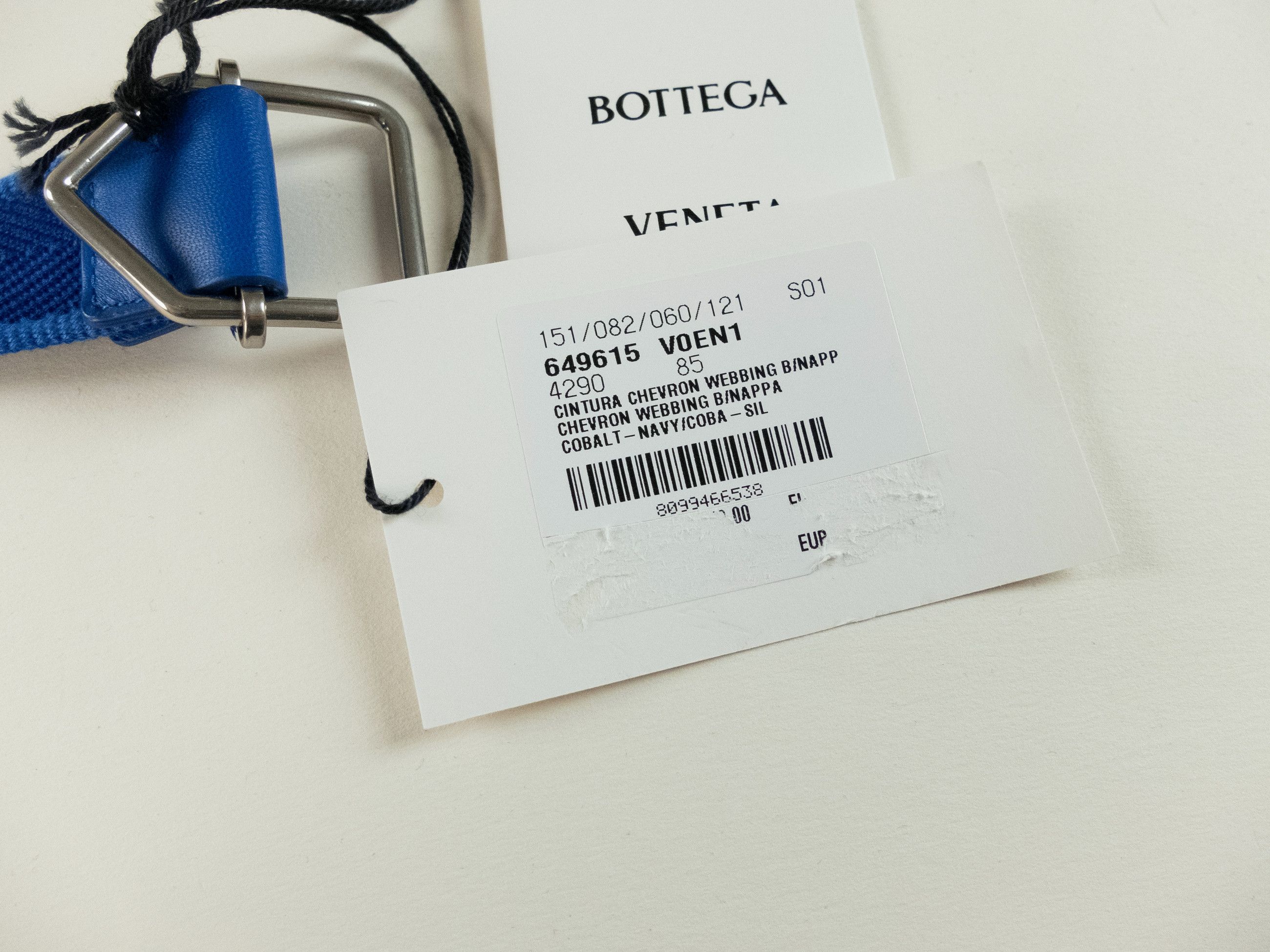 Bottega Veneta BOTTEGA VENETA cobalt blue webbing fabric & leather belt 85 Size 32 - 5 Thumbnail