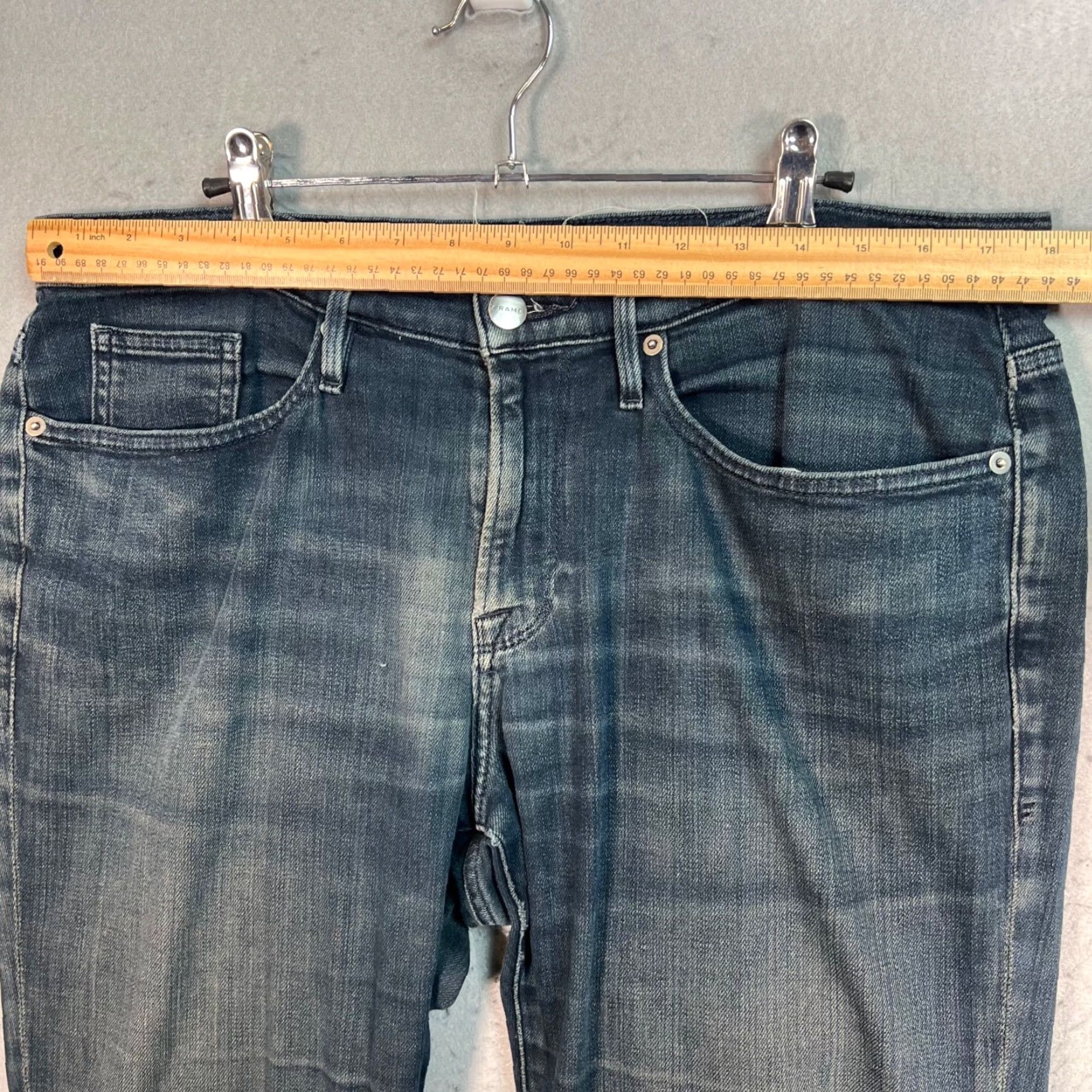 Frame FRAME Jeans Mens Size 34 Skinny Blue Denim Cotton Blend Size US 34 / EU 50 - 6 Thumbnail