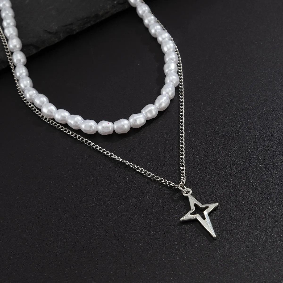 Vintage Pearl Star Thick Chain Necklace Size ONE SIZE - 5 Thumbnail