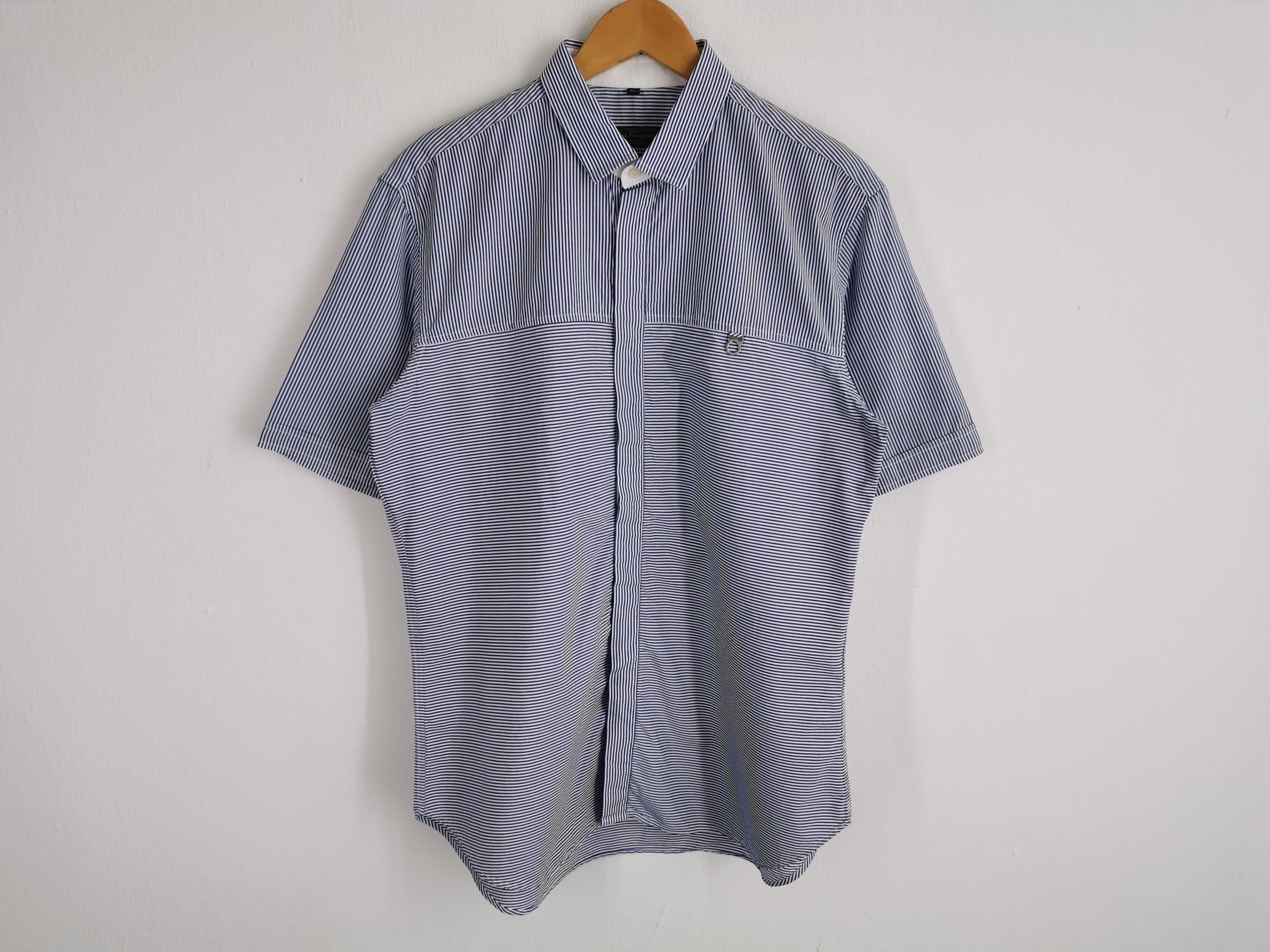 Salvatore Ferragamo Vintage 90's Salvatore Ferragamo Stripe Buttonups Size US L / EU 52-54 / 3 - 2 Thumbnail