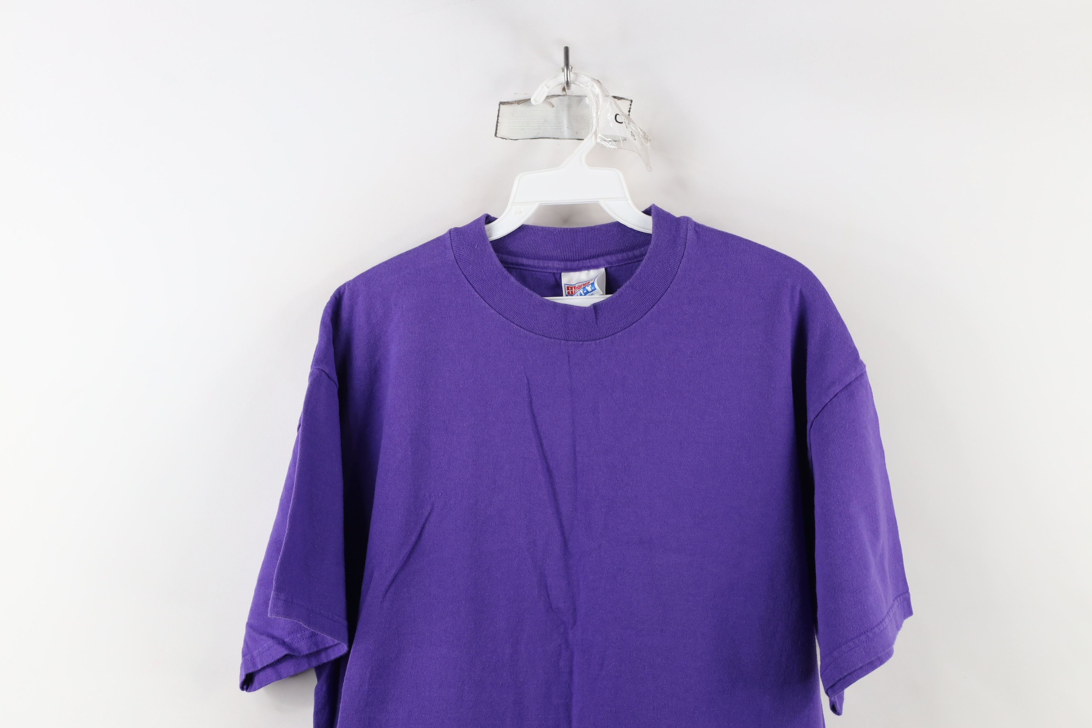 Hanes × Vintage Vintage 90s Hanes Beefy Short Sleeve T-Shirt Purple Cotton Size US L / EU 52-54 / 3 - 2 Thumbnail