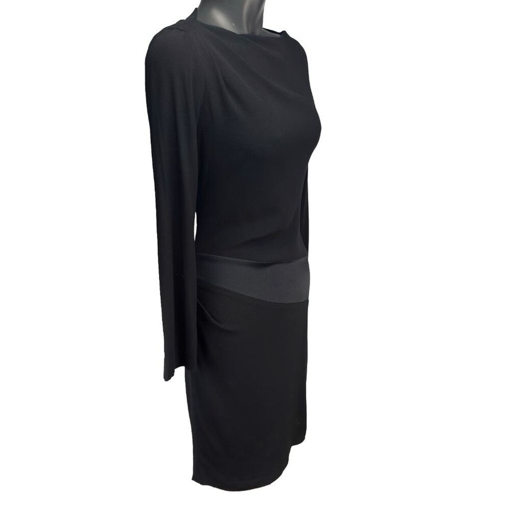 Vanessa Bruno VANESSA BRUNO Draped Sheath Satin Band Black Midi Dress 38 Size M / US 6-8 / IT 42-44 - 8 Thumbnail
