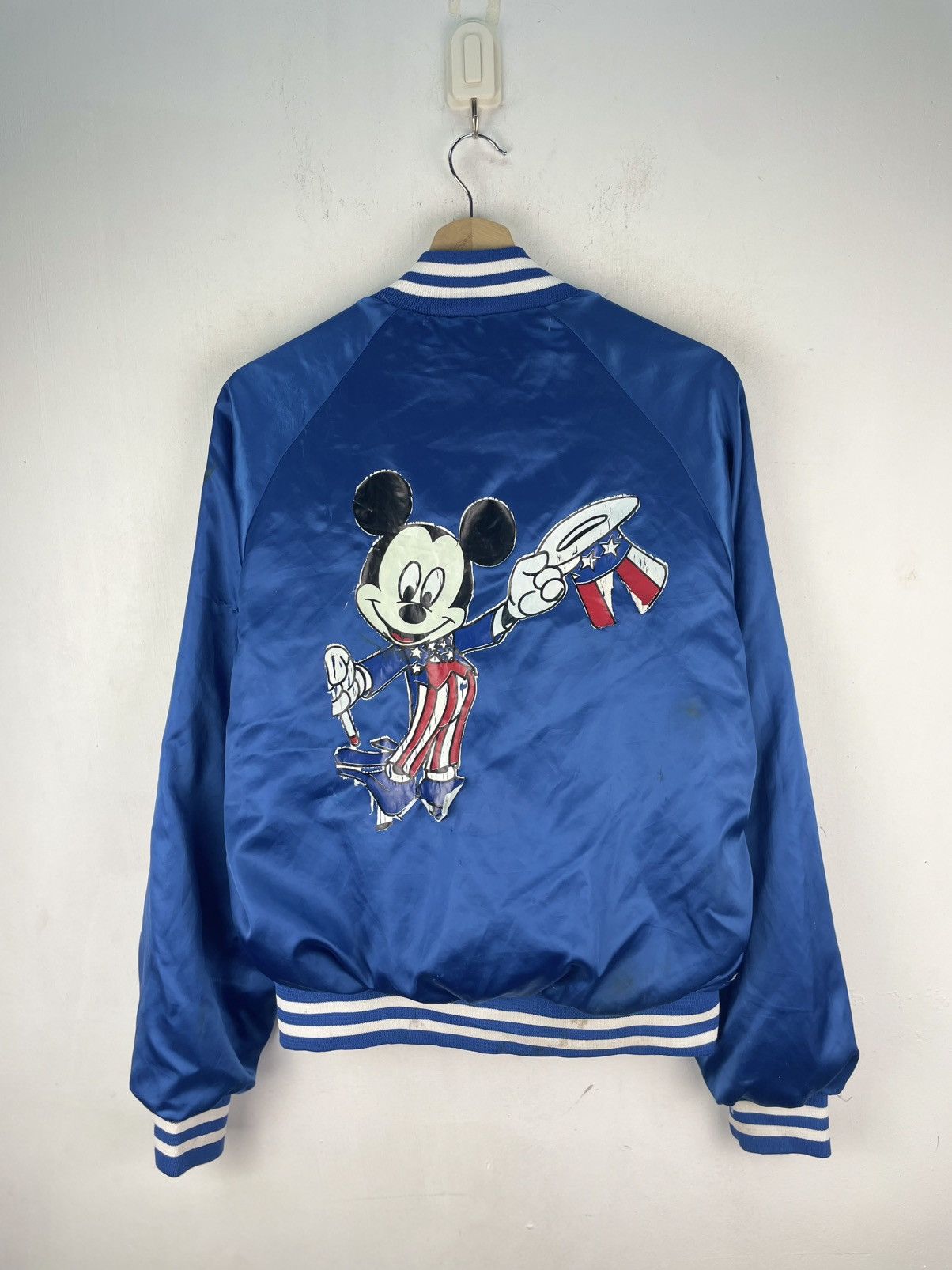 Chalk Line × Disney × Mickey Mouse Vintage 90s Mickey Mouse Satin Bomber Varsity Jacket Size US M / EU 48-50 / 2 - 2 Thumbnail