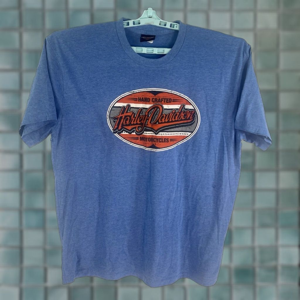 Harley Davidson VINTAGE Harley-Davidson T-Shirt 90s Biker Graphic Print Blue Short Sleeve Adult 2XL Mens Size US XXL / EU 58 / 5 - 1 Thumbnail