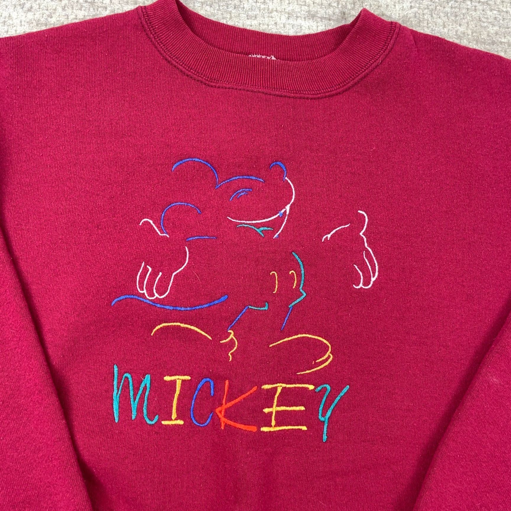 Mickey & Co. Vintage Disney Sweatshirt XL Red Crewneck Sweater Mickey Mouse 90s USA Women Size XL / US 12-14 / IT 48-50 - 2 Thumbnail
