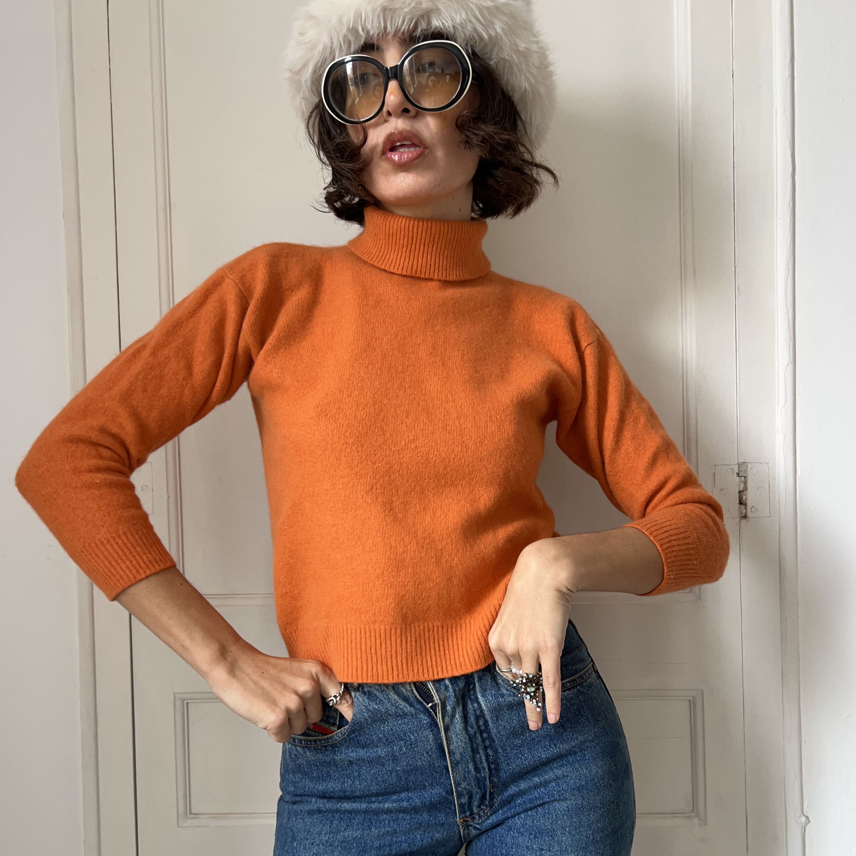 Vintage Vintage 70s Orange Turtleneck Sweater Size S / US 4 / IT 40 - 1 Thumbnail