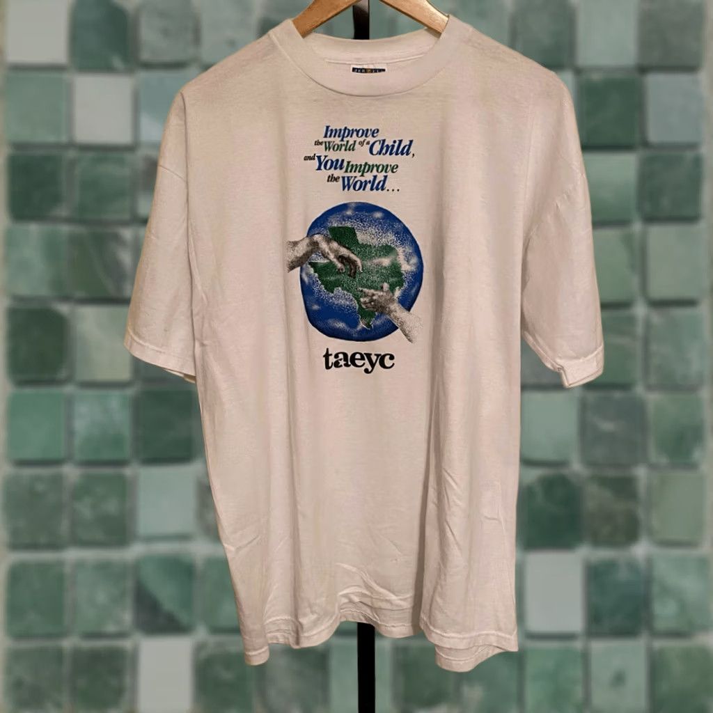 Jerzees Jerzees Mens Vintage 90s Texas Education Of Young Children Nature Shirt White XL Size US XL / EU 56 / 4 - 1 Thumbnail