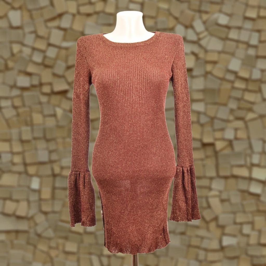 Baum und Pferdgarten Baum und Pferdgarten Dessin 2138 Viscose Blend Dress M Gold Women Short 80% Viscose 10% Polyester 10% Polyamide Made in Bulgaria Mens Women Boys Girls Size M / US 6-8 / IT 42-44 - 1 Thumbnail
