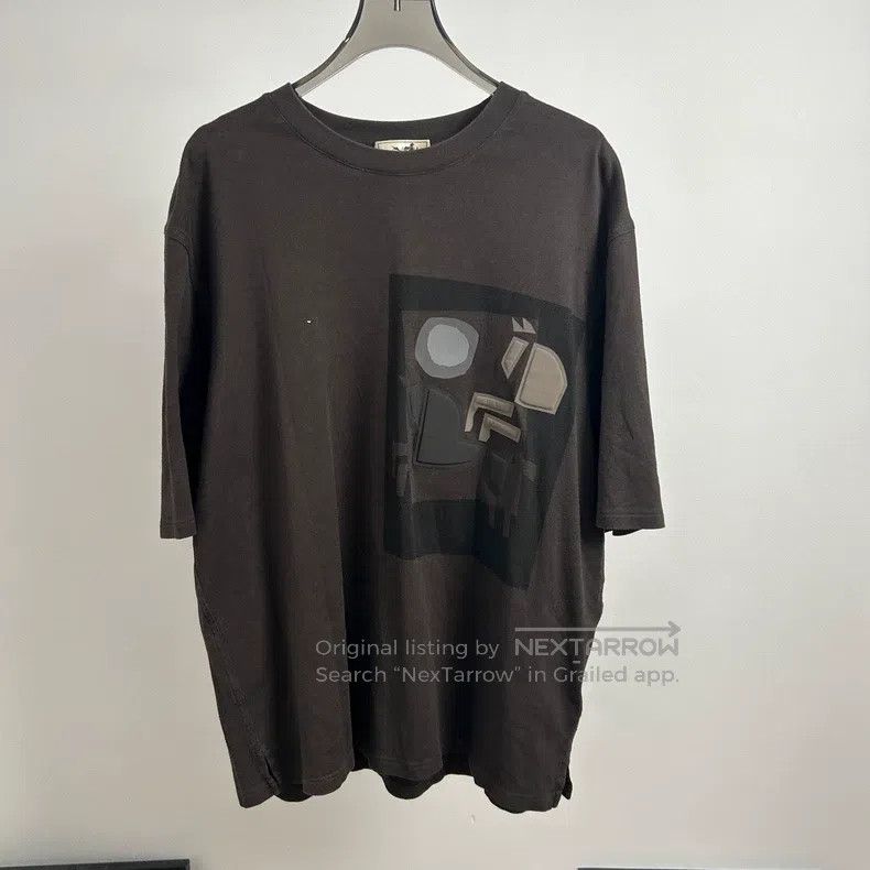 Hermes Hermes Coffee Colored Jacquard Short Sleeve Size L / US 10 / IT 46 - 1 Thumbnail