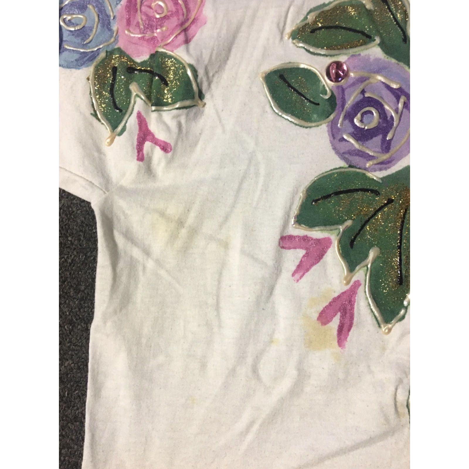 Vintage VINTAGE 90s Painted Flowers Faded Shirt Screen Stars L White Short Sleeve Men Regular Size L USA Single Stitch Abstract Art Glitter Fun Shirt Size US L / EU 52-54 / 3 - 7 Thumbnail