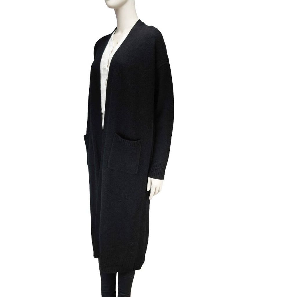 Other TAHARI Pure Luxe 2-ply Long Knit Duster Black Cardigan sz S Size XS / US 0-2 / IT 36-38 - 6 Thumbnail