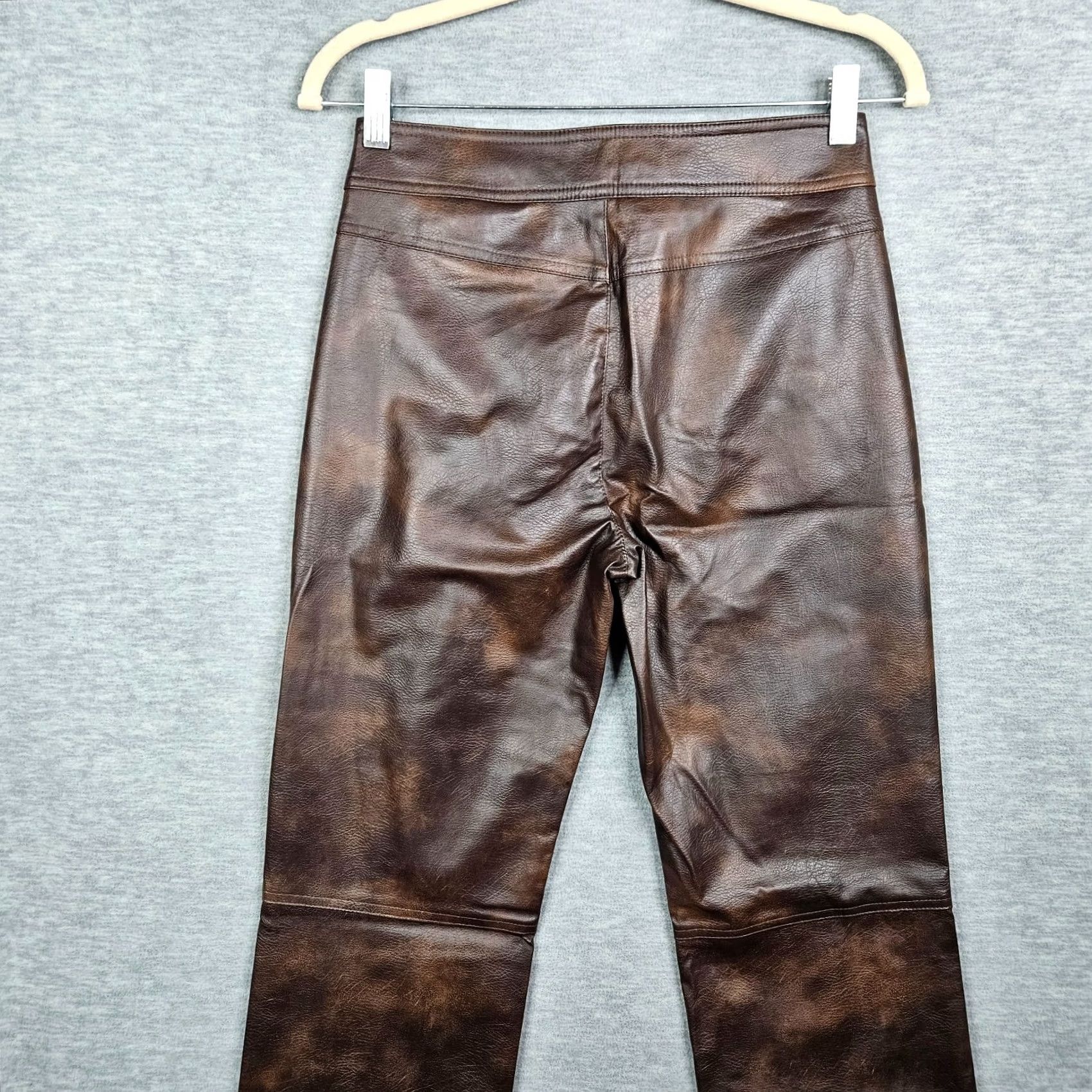 Zara ZARA Women's Brown Vegan Leather High Waisted Straight Leg Trousers XS NEW Size 26" / US 2 / IT 38 - 3 Thumbnail