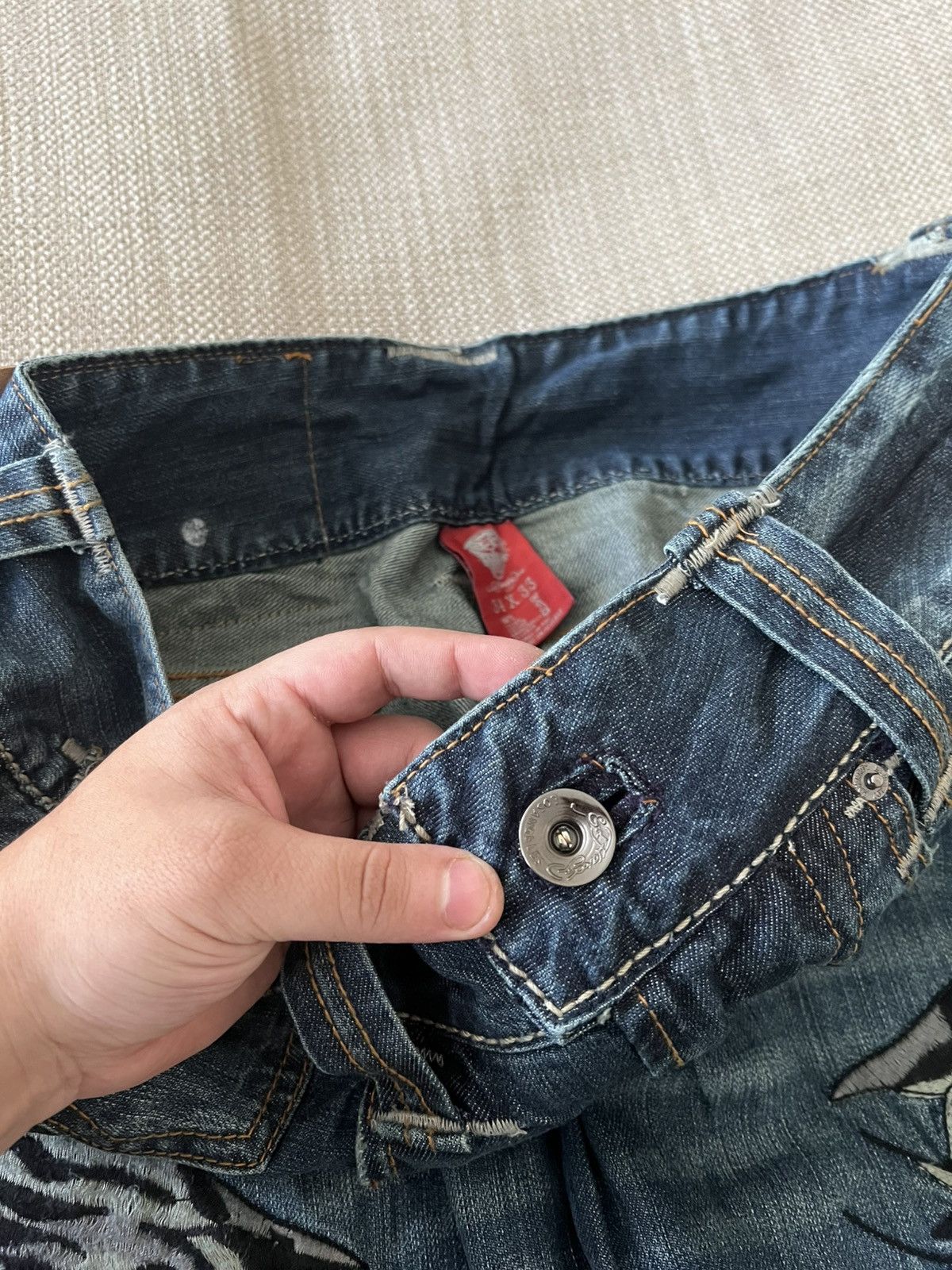 Ed Hardy Vintage Ed Hardy Tiger Denim Jeans Y2K by Christian Audigier Size US 34 / EU 50 - 12 Thumbnail