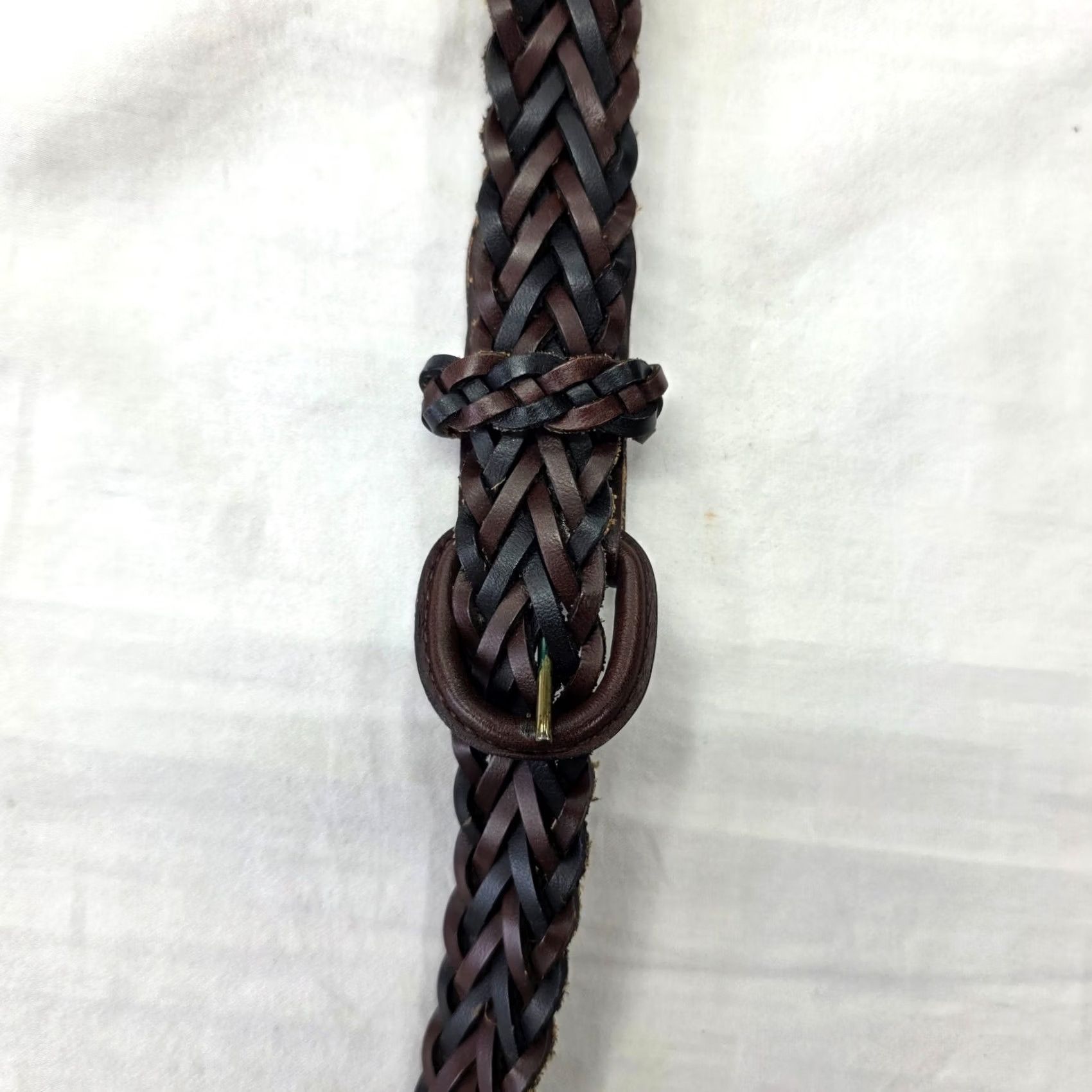 Etro Braided Leather Y Back Suspenders Button Attachment Adjustable Vintage Style Retro Mens Suspender Brown Leather Y-Back Size ONE SIZE - 4 Thumbnail