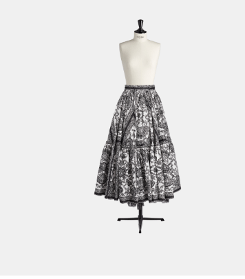 image of Dior O1W1Db10124 Amour Silk Taffeta Skrit In White/black in White Black, Women's (Size 26)