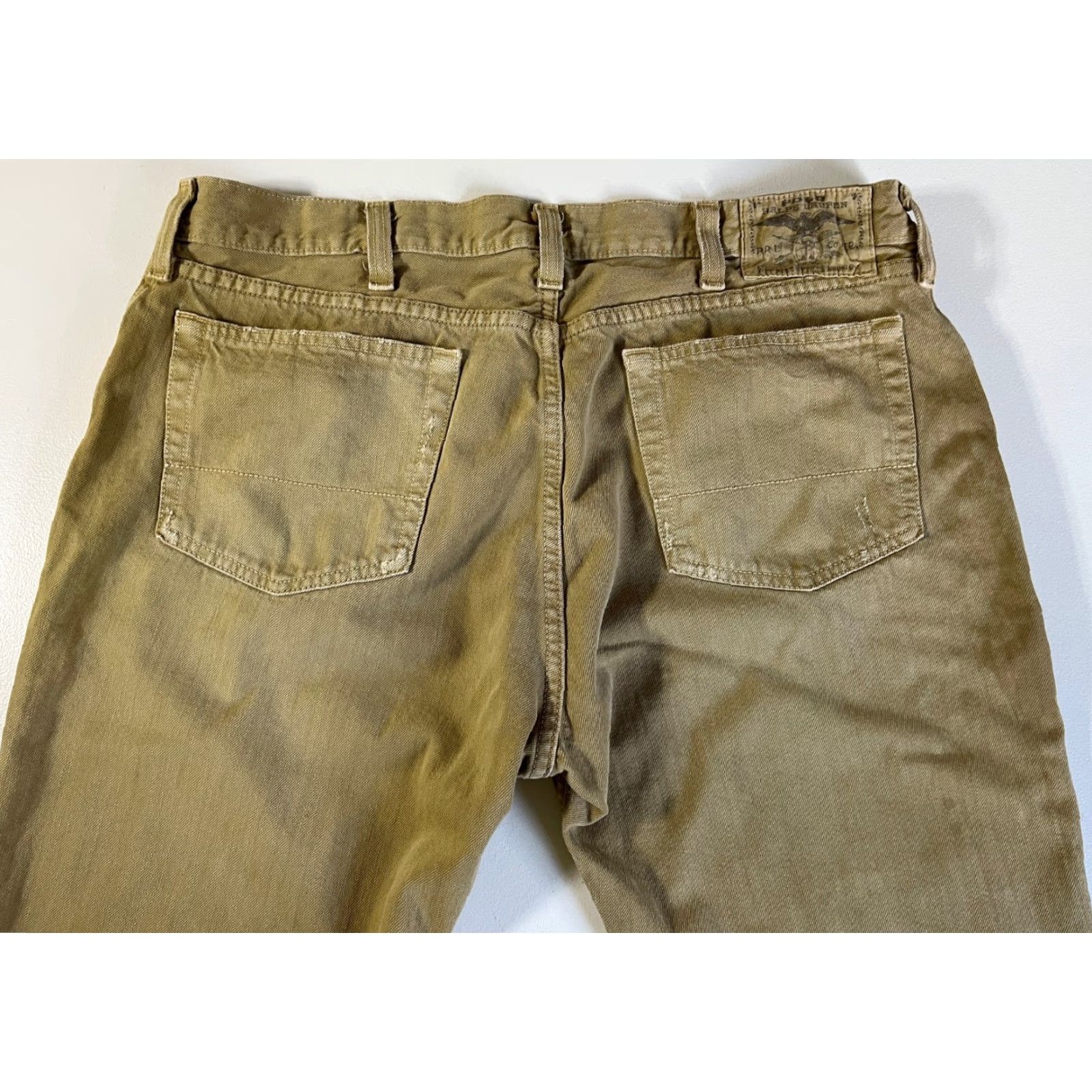 Polo Ralph Lauren VINTAGE Polo Ralph Lauren Jeans Bootcut Men 40x30 Khaki 100% Cotton 5-Pocket USA Workman's Manufacturing 40 Inseam Regular Denim Vintage Shirt? Size US L / EU 52-54 / 3 - 5 Thumbnail