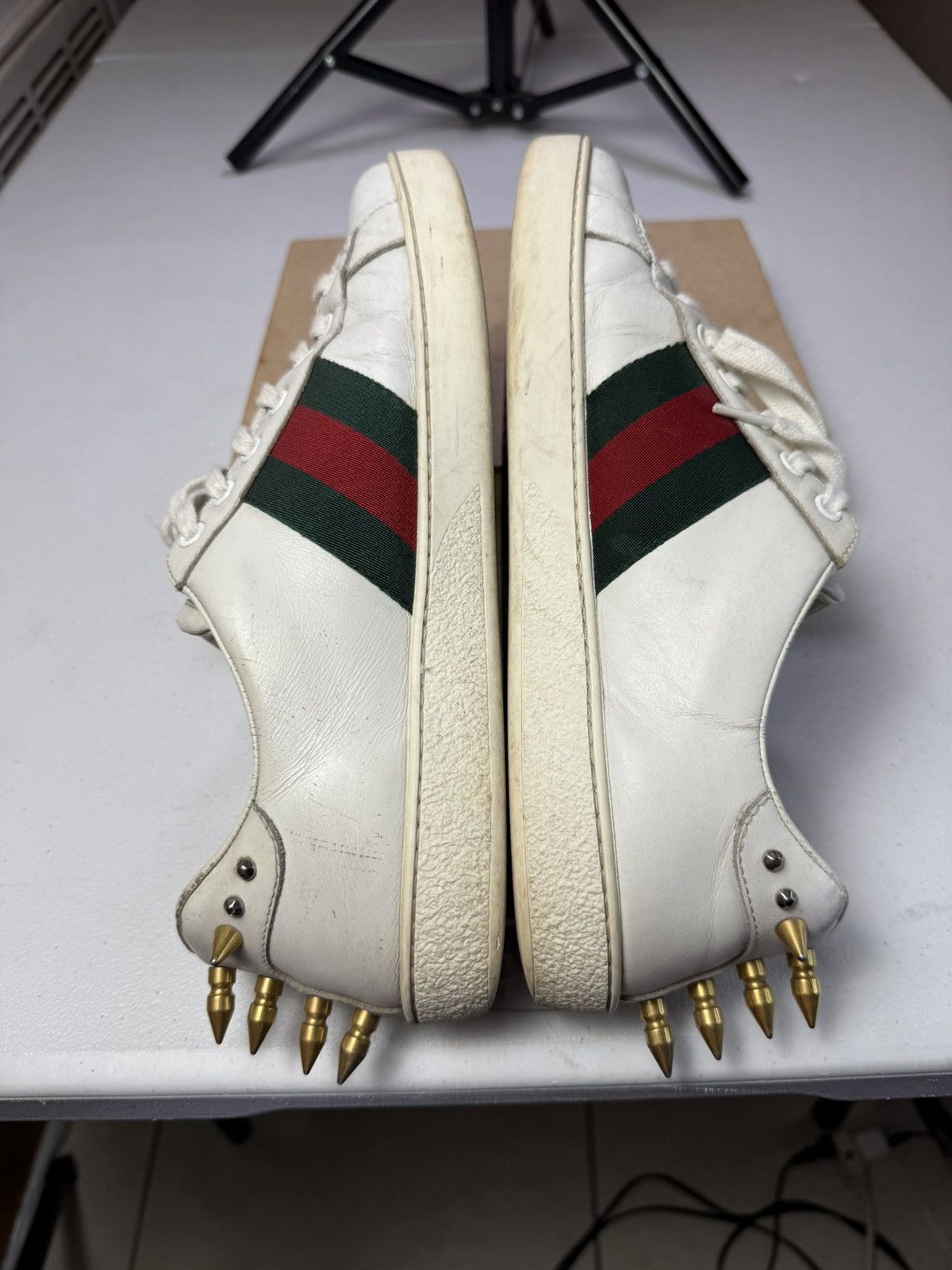 Gucci Gucci Sneakers White with Web and Studs Sz 7.5 G / US 8.5 Size US 7.5 / EU 40-41 - 9 Thumbnail