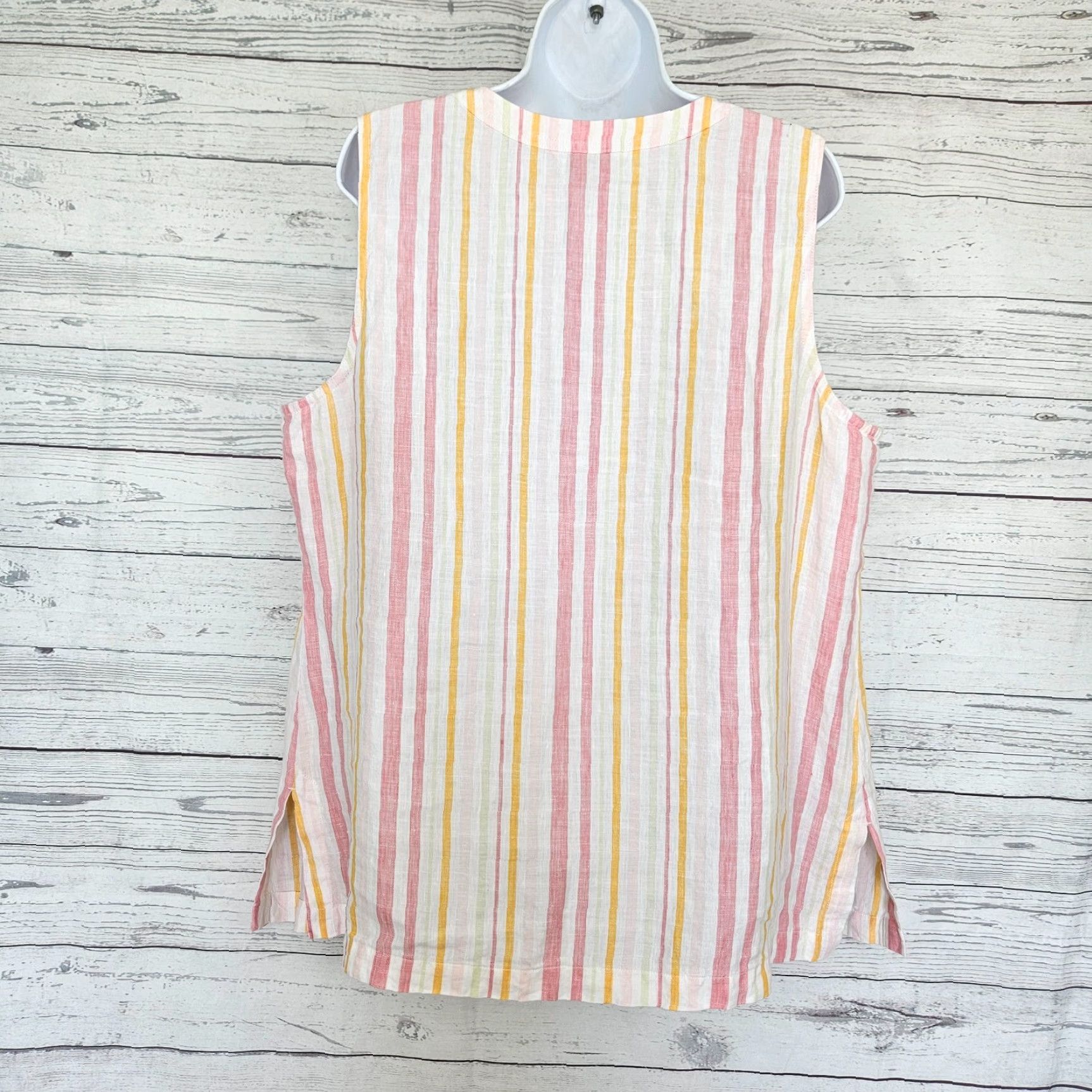 Tommy Bahama Tommy Bahama Womens Linen Top XL Pink Yellow Stripe Sleeveless Blouse Shirt/Top Size XL / US 12-14 / IT 48-50 - 3 Thumbnail
