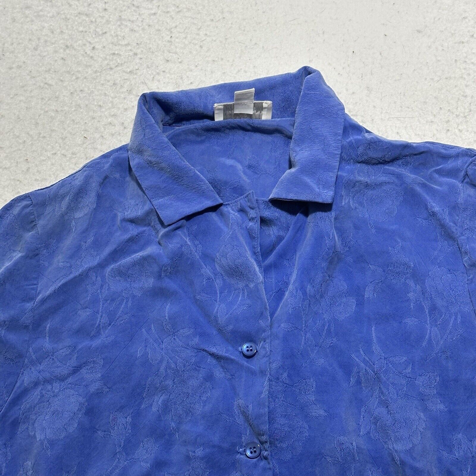 Liz Claiborne Liz Claiborne 14 Blue Button Front Short Sleeve Collared Top Size XL / US 12-14 / IT 48-50 - 4 Thumbnail